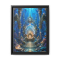 Underwater Palace Framed Canvas Art — Mermaid Throne Ocean Fantasy Print