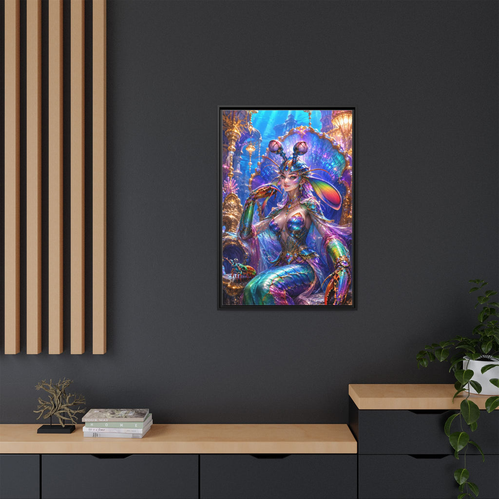 Mermaid Queen Framed Matte Canvas Art — Vibrant Fantasy Underwater Wall Decor