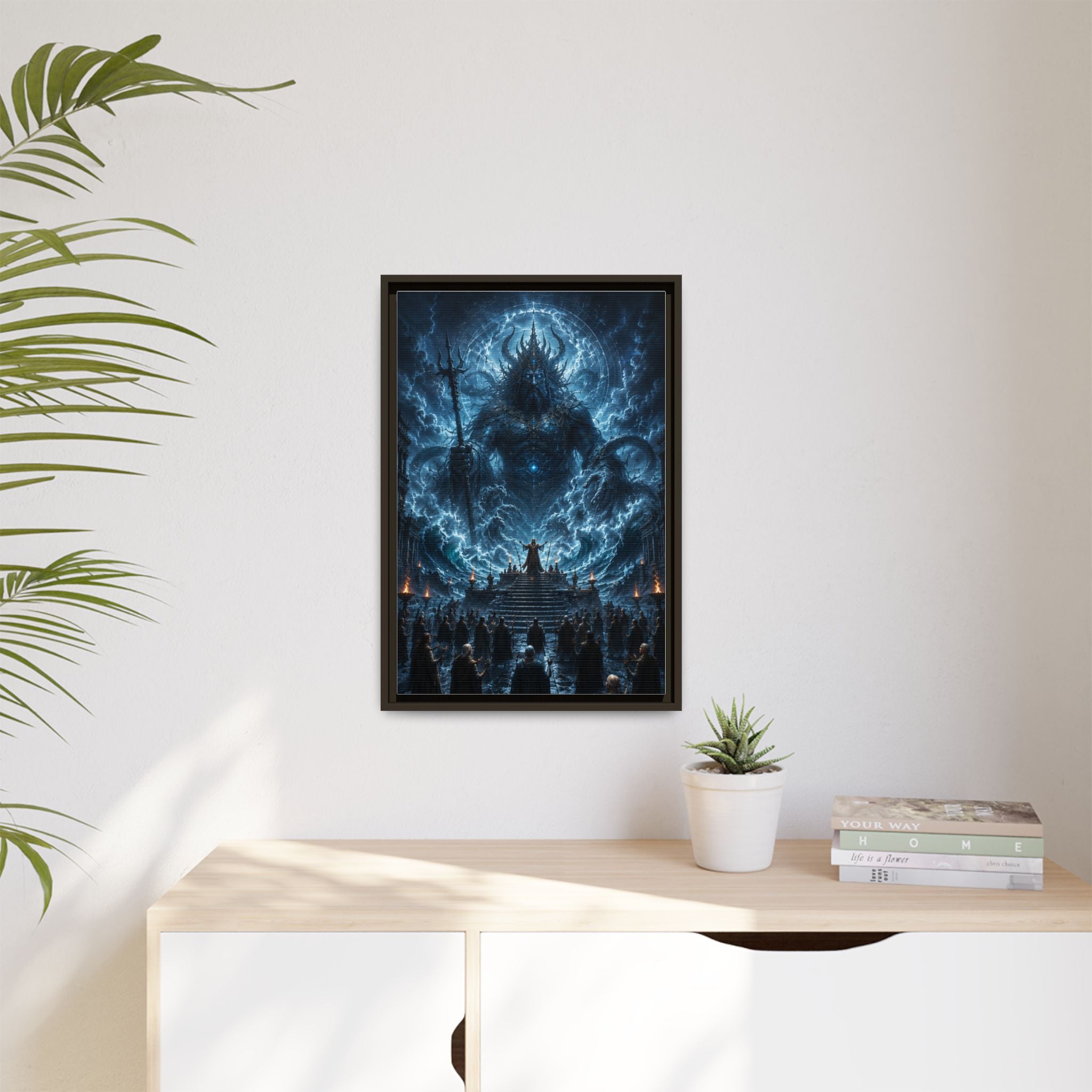 Framed Matte Canvas — Cosmic Dark Deity Art Print
