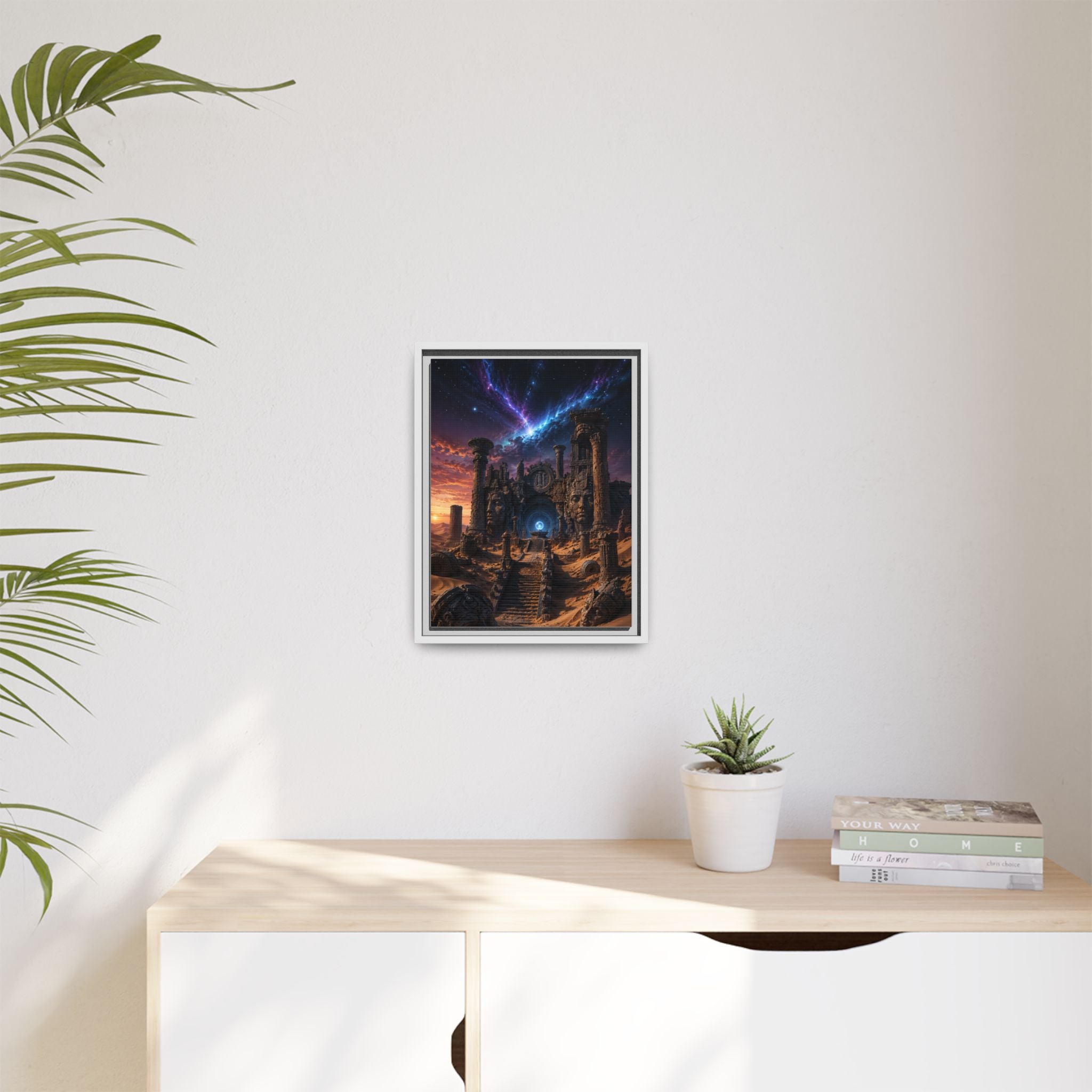 Framed Matte Canvas — Mystical Desert Ruins Nightscape