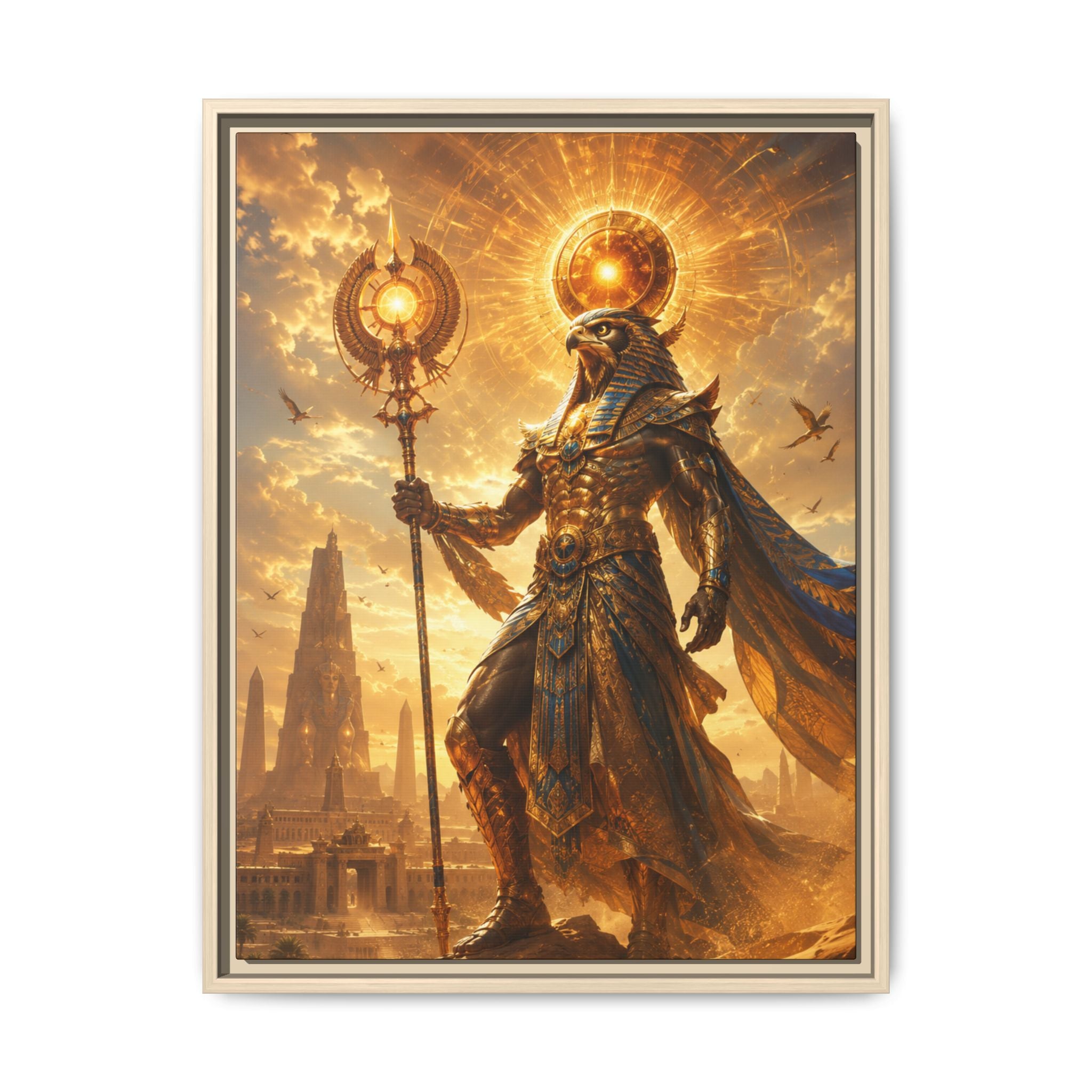 Egyptian Sun God Fine Art Paper Print Wall Art — Mythic Pharaoh Decorative Print