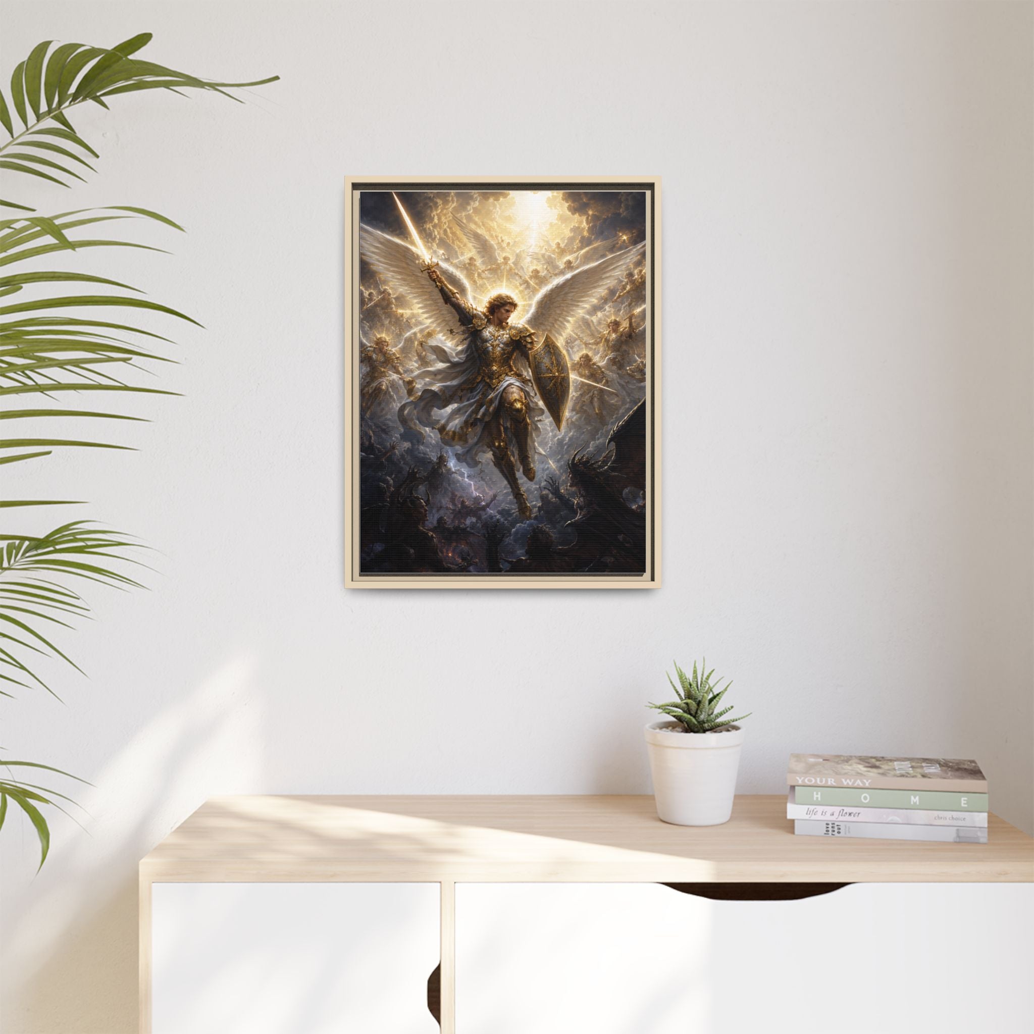 Framed Matte Canvas: Radiant Archangel Wall Art