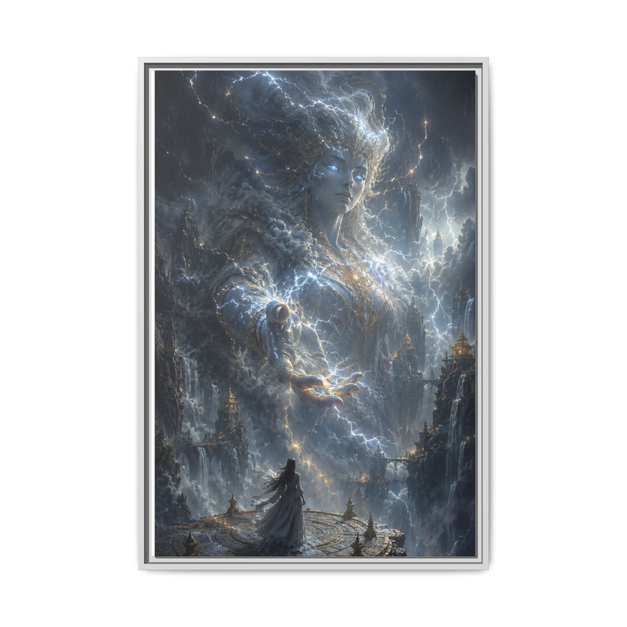 Framed Matte Canvas Print — Ethereal Star Goddess Fantasy Wall Art