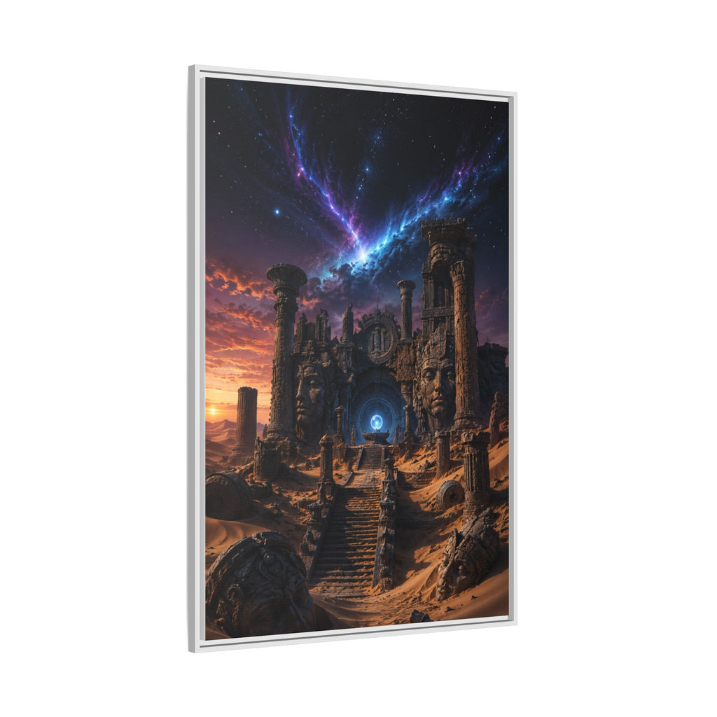 Framed Matte Canvas — Mystical Desert Ruins Nightscape