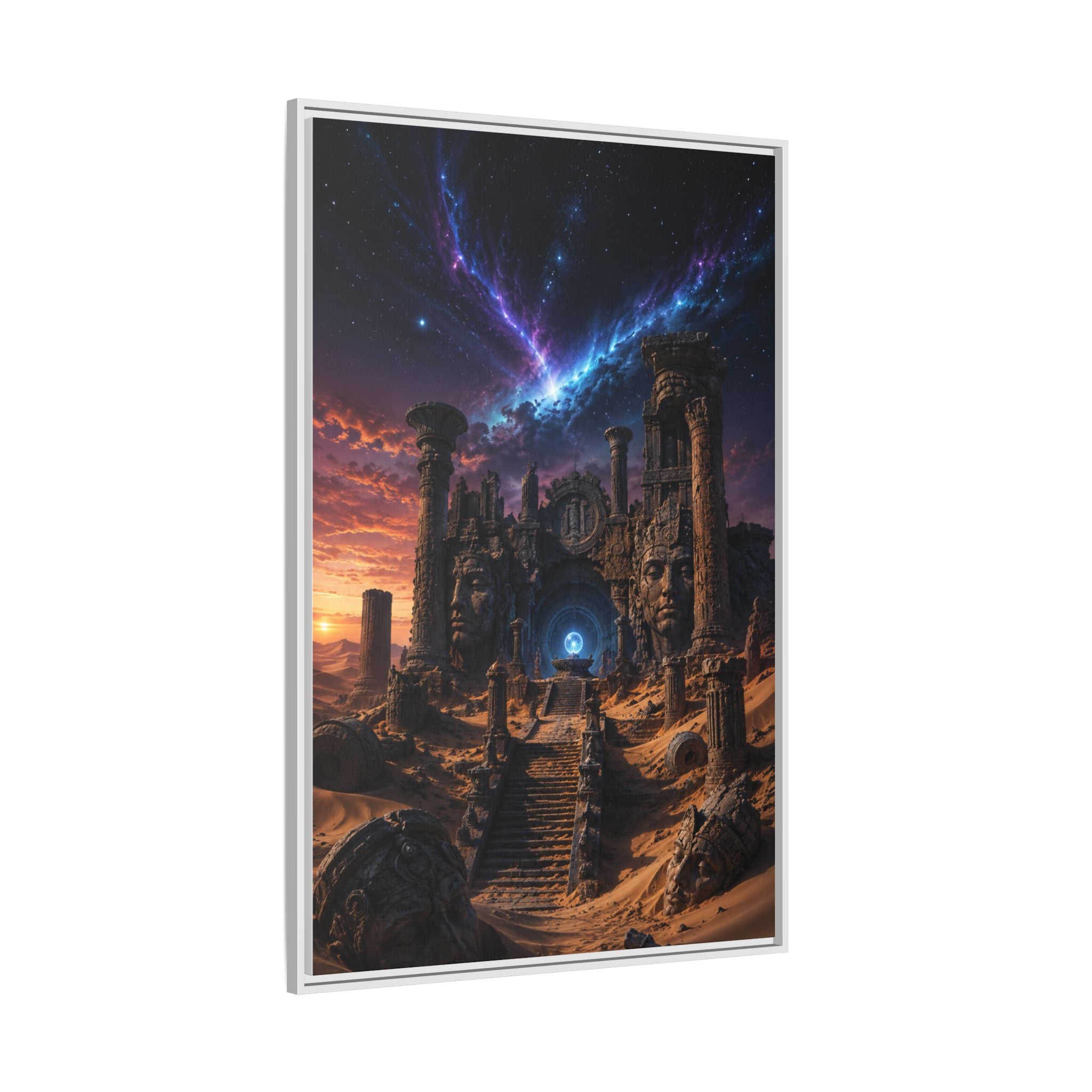 Framed Matte Canvas — Mystical Desert Ruins Nightscape