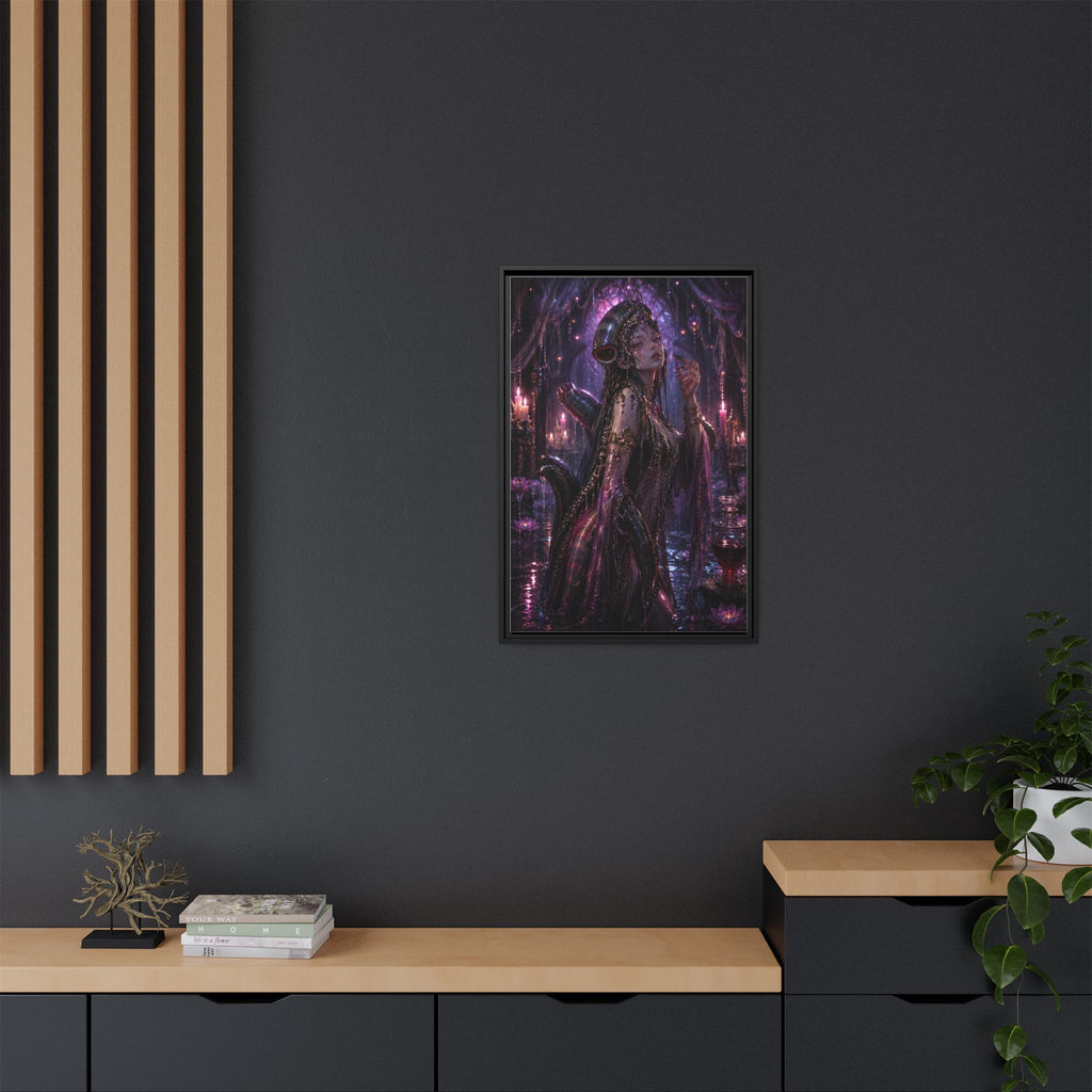 Gothic Fantasy Goddess Matte Canvas Print — Framed Dark Purple Wall Art