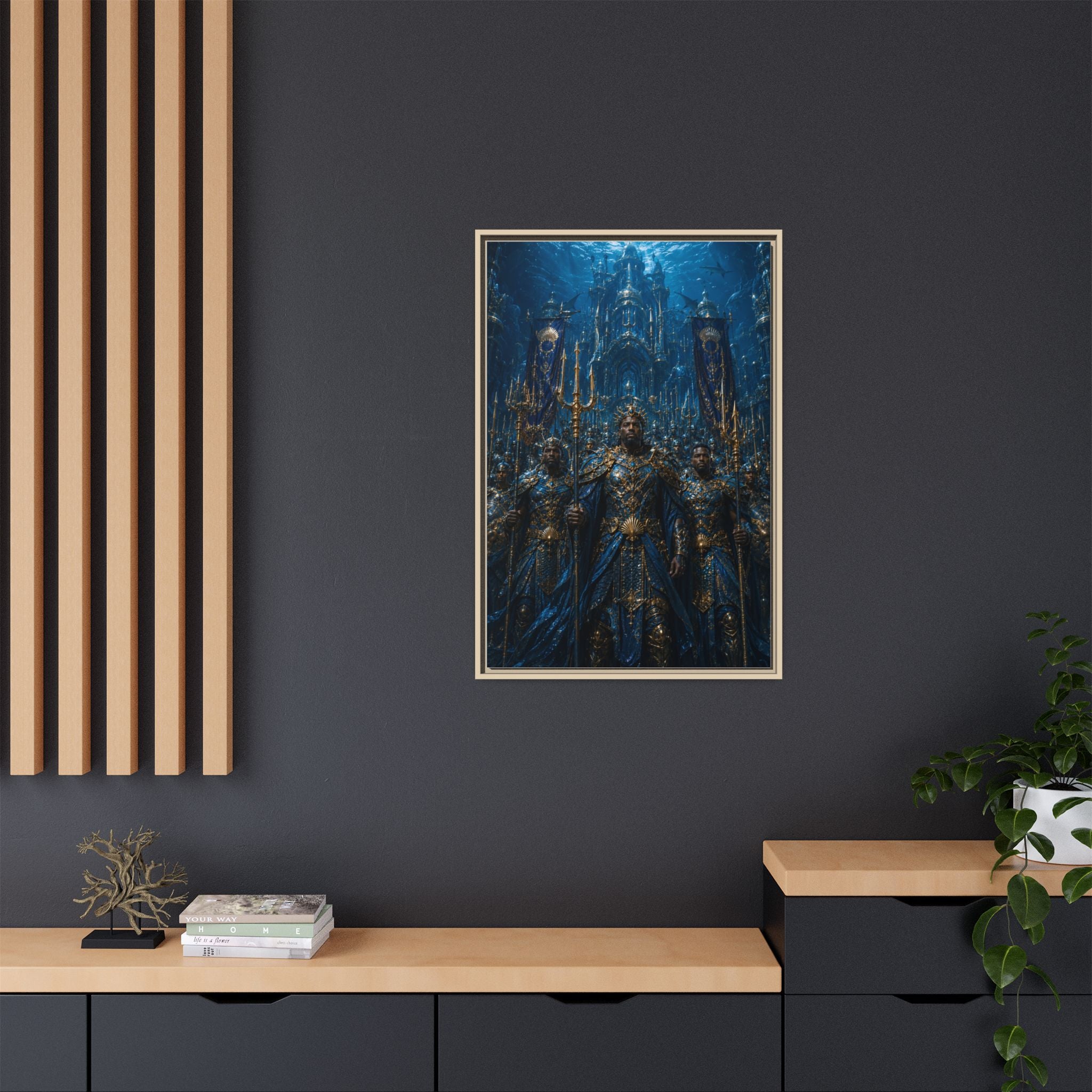 Framed Matte Canvas - Underwater King Artwork