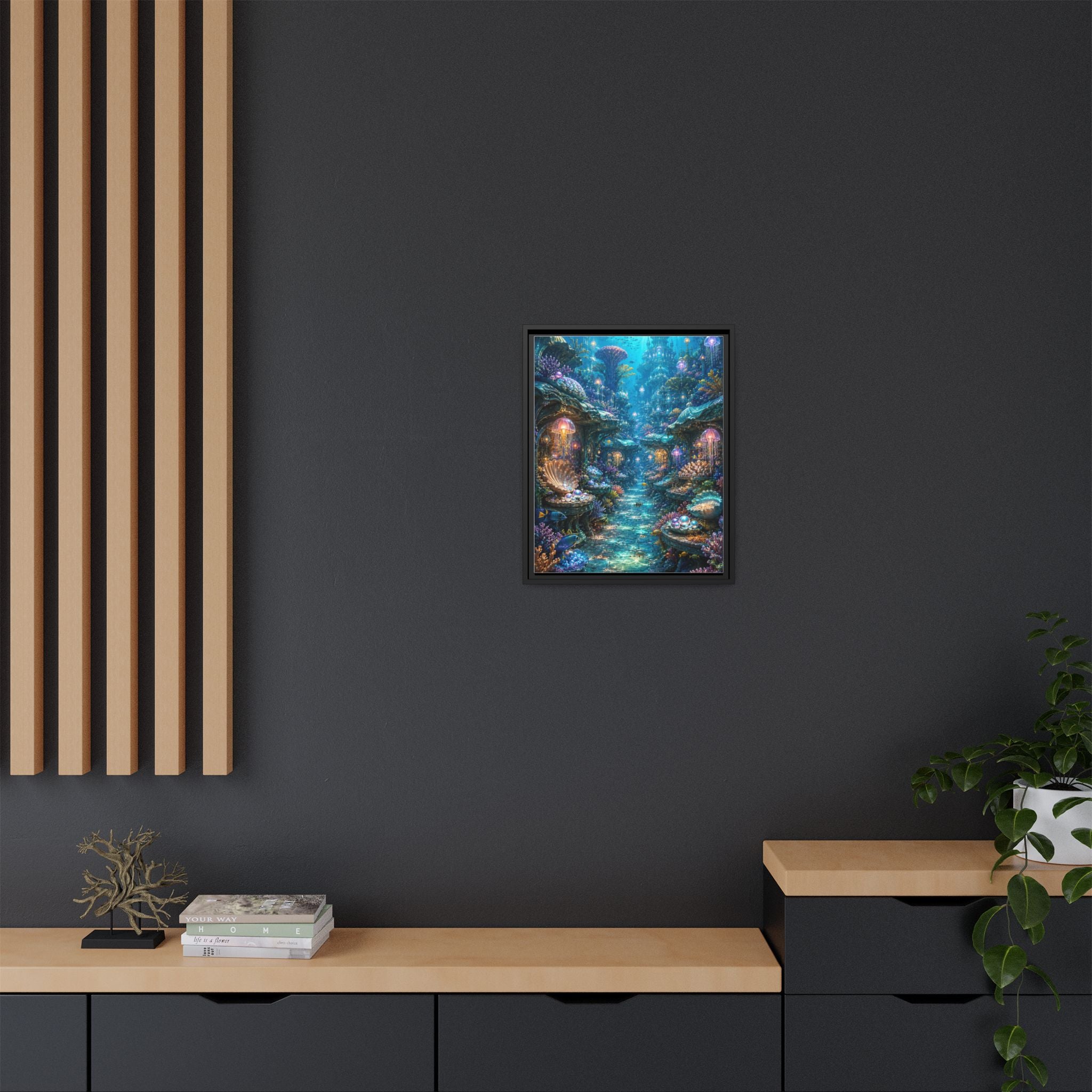 Framed Matte Canvas - Enchanted Underwater Coral Reef Print