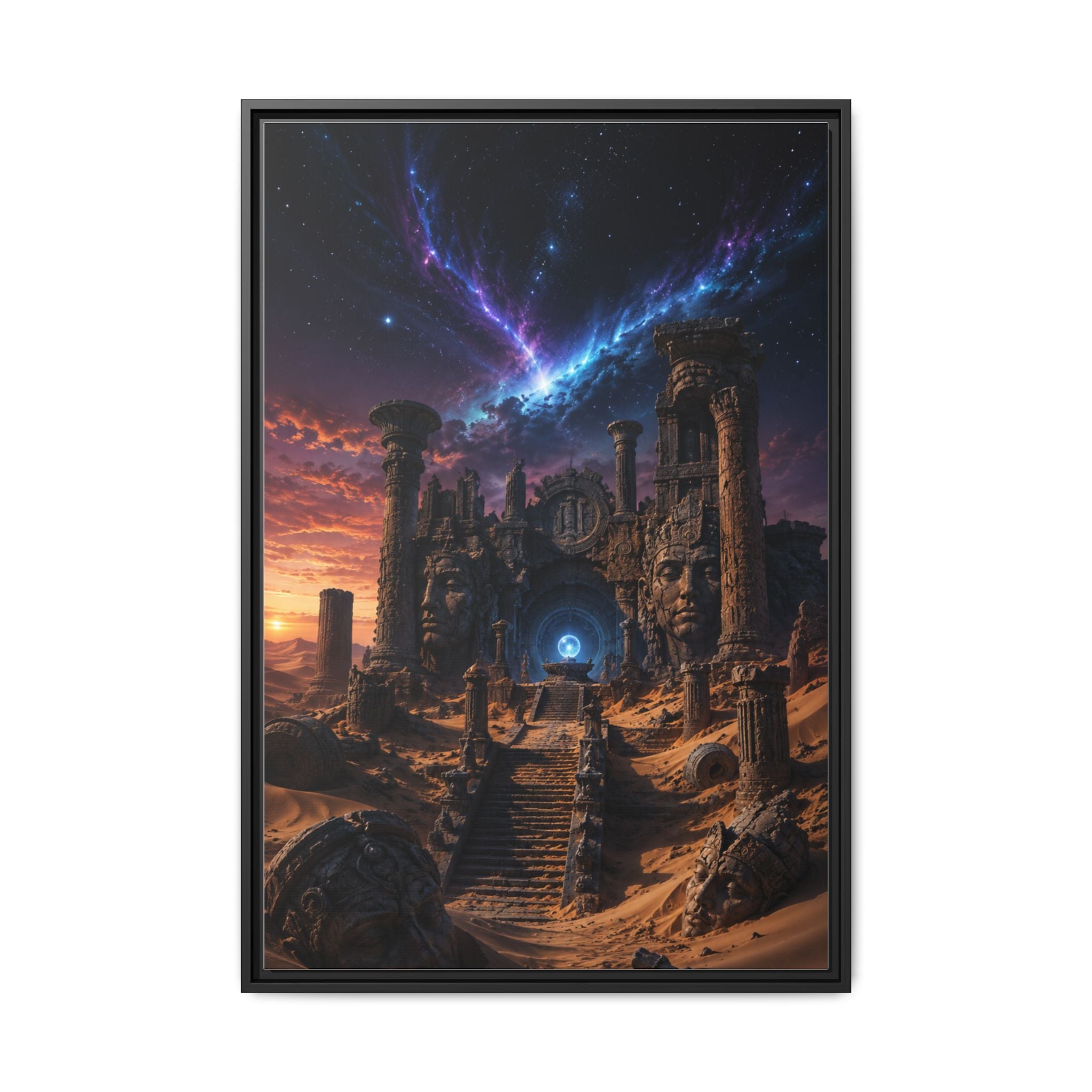 Framed Matte Canvas — Mystical Desert Ruins Nightscape