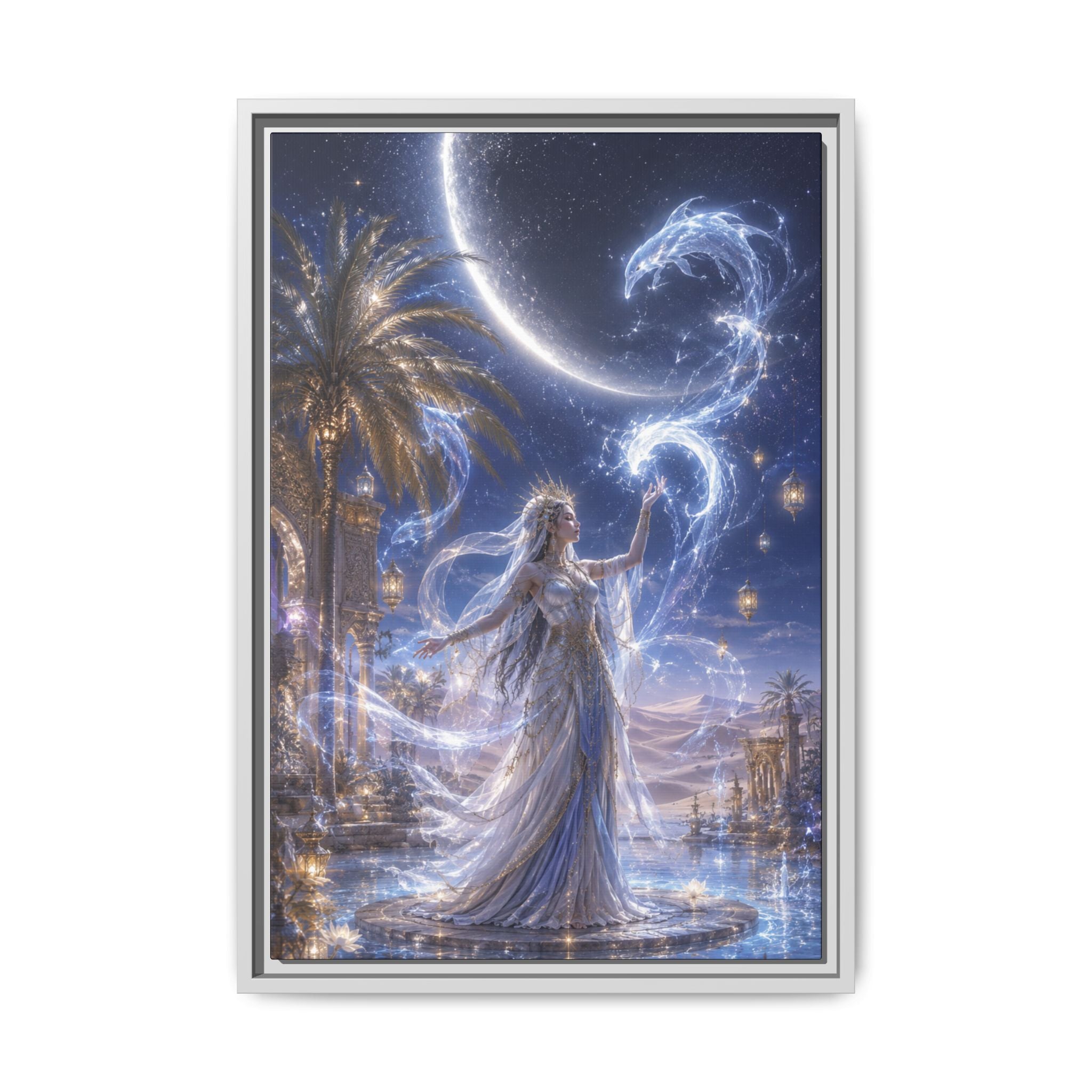 Celestial Goddess Fine Art Paper Print — Mystic Moonlight Wall Decor