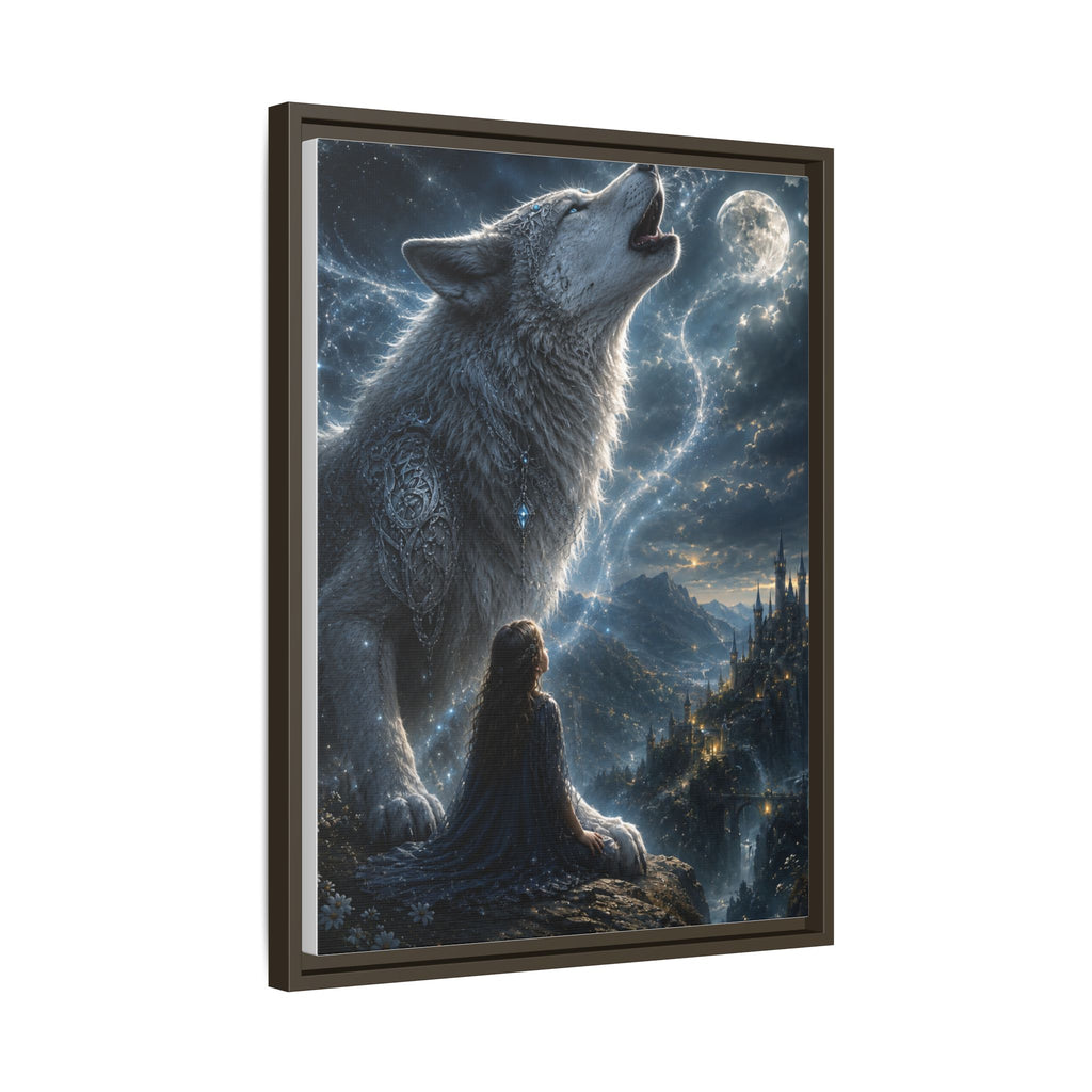 Howling Wolf Moon Matte Canvas Print — Framed Fantasy Wall Art