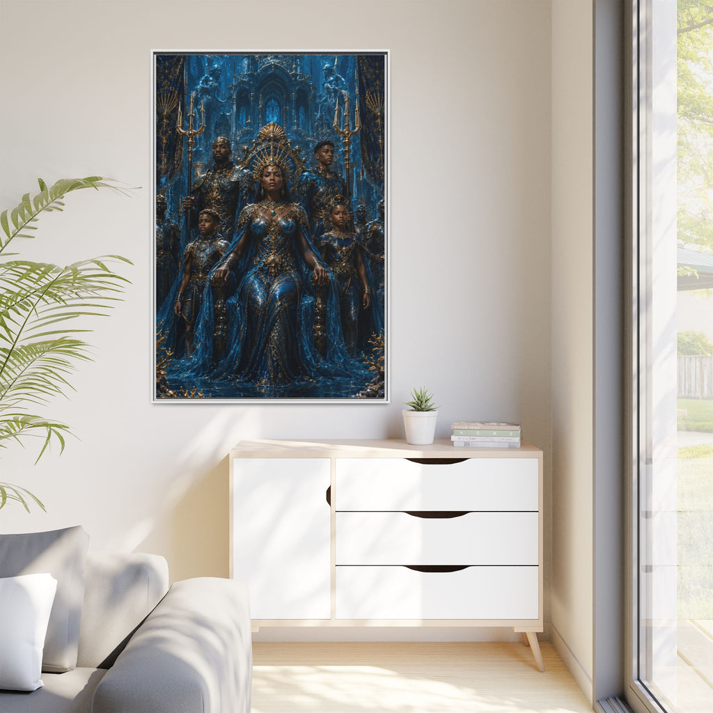 Underwater Queen Matte Framed Canvas — Oceanic Fantasy Wall Art