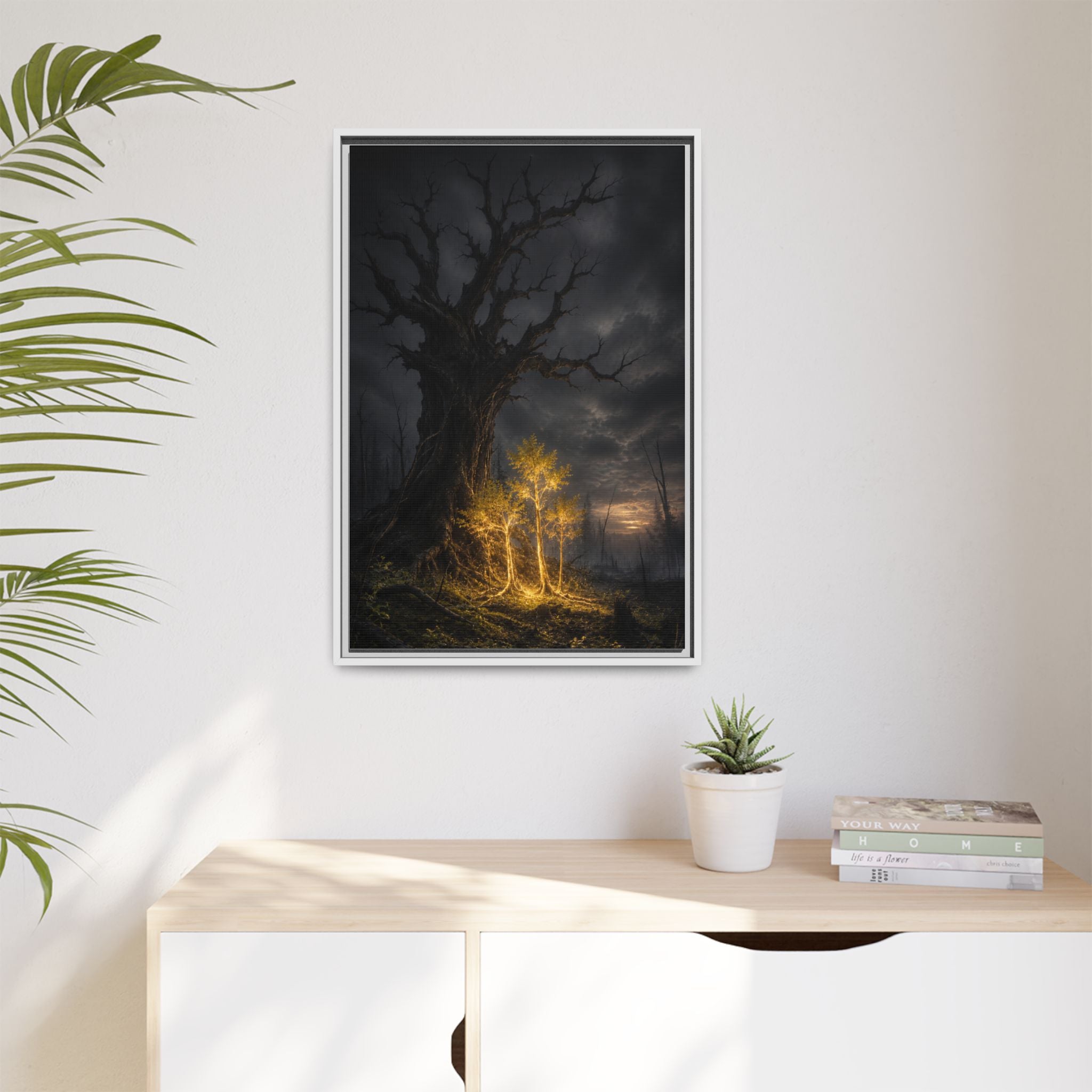 Framed Matte Canvas — Glowing Enchanted Tree Wall Art