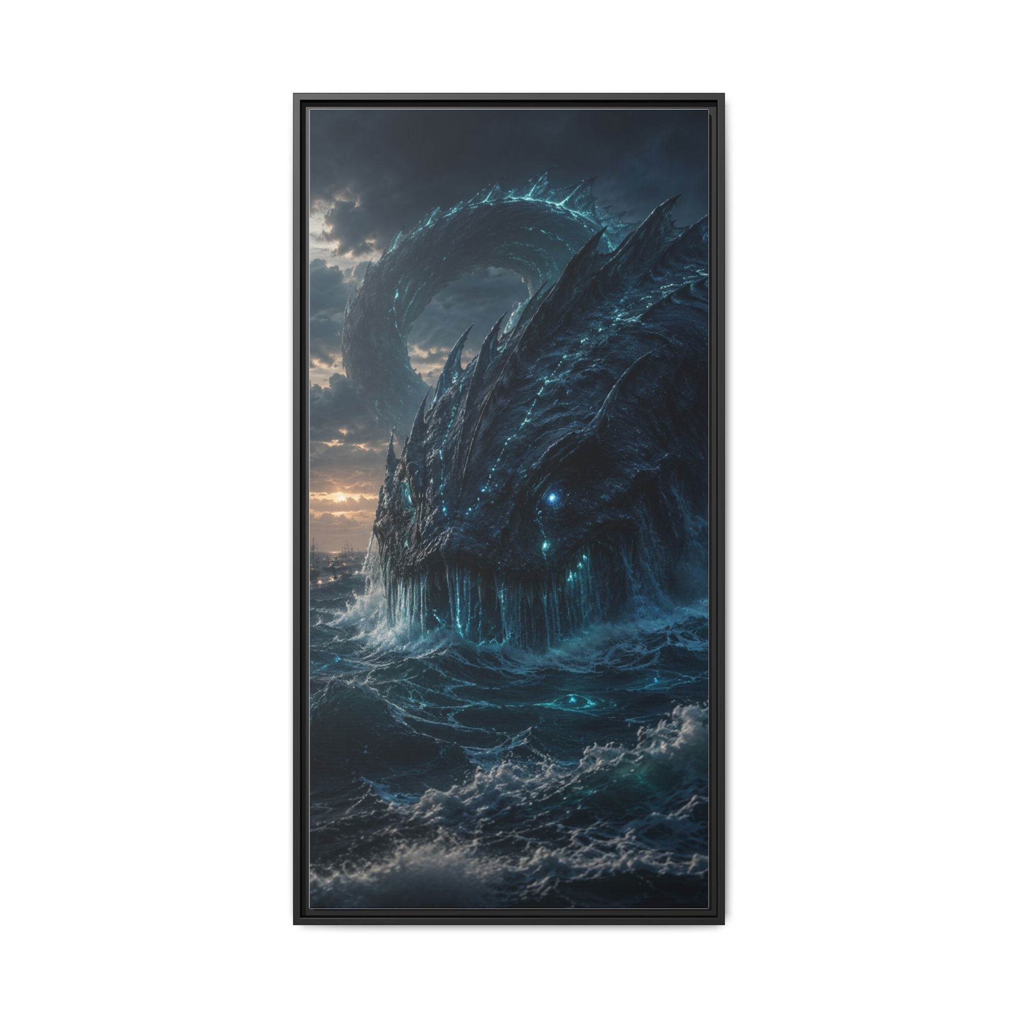 Framed Matte Canvas - Mythic Sea Leviathan Wall Art