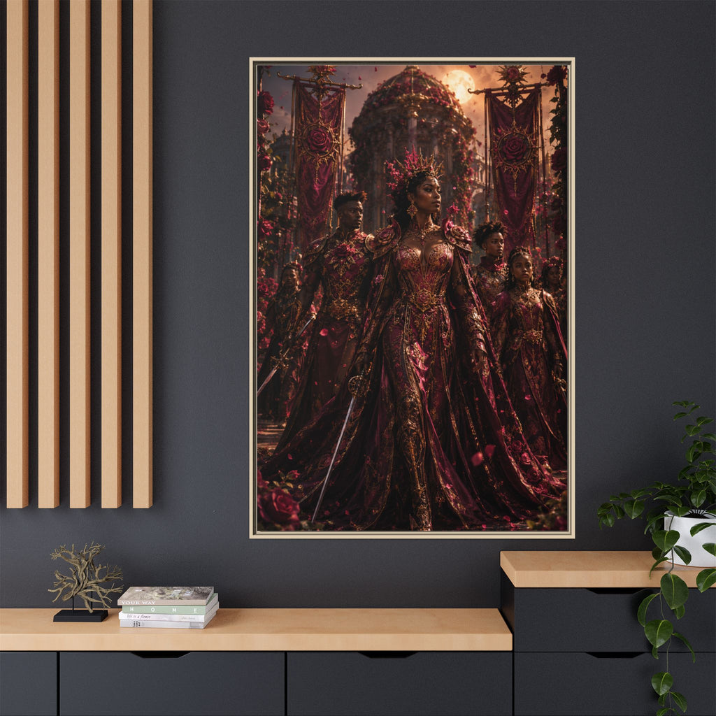 Framed Matte Canvas Art — Regal Fantasy Queen Portrait