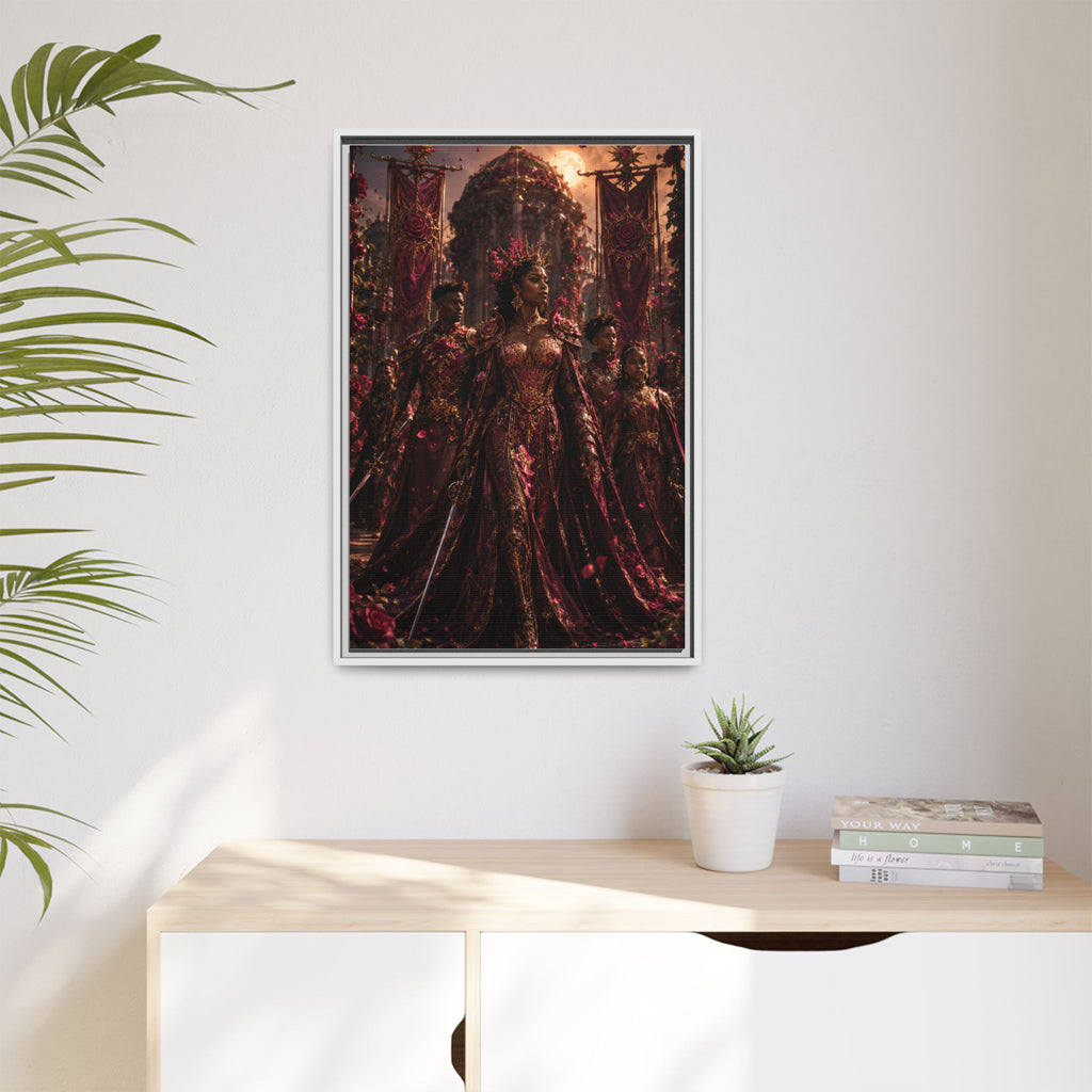 Framed Matte Canvas Art — Regal Fantasy Queen Portrait