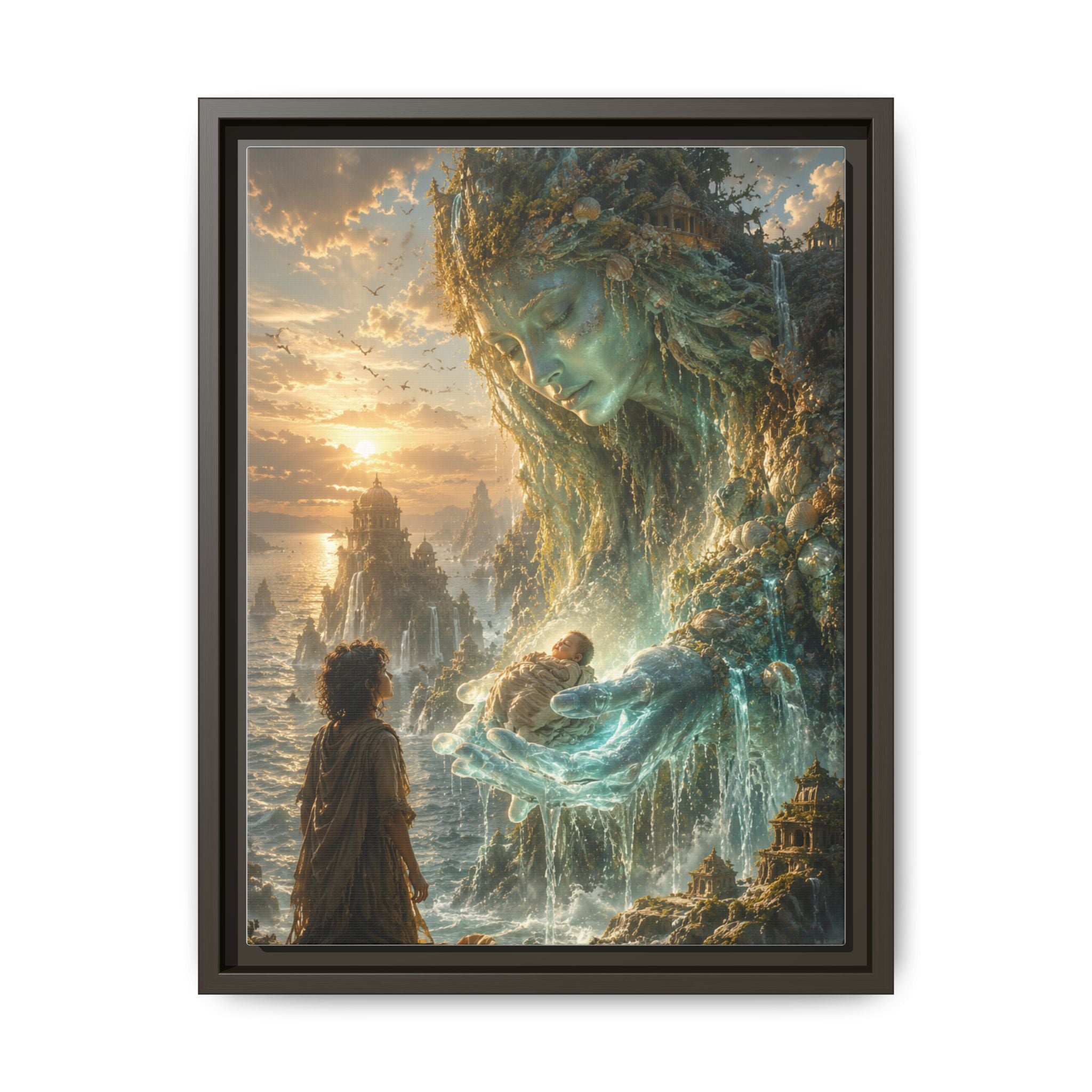 Framed Matte Canvas Print — Ocean Spirit Guardian Fantasy Art
