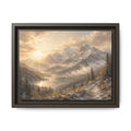 Golden Mountain Mist Framed Canvas Print — Framed Landscape Wall Art