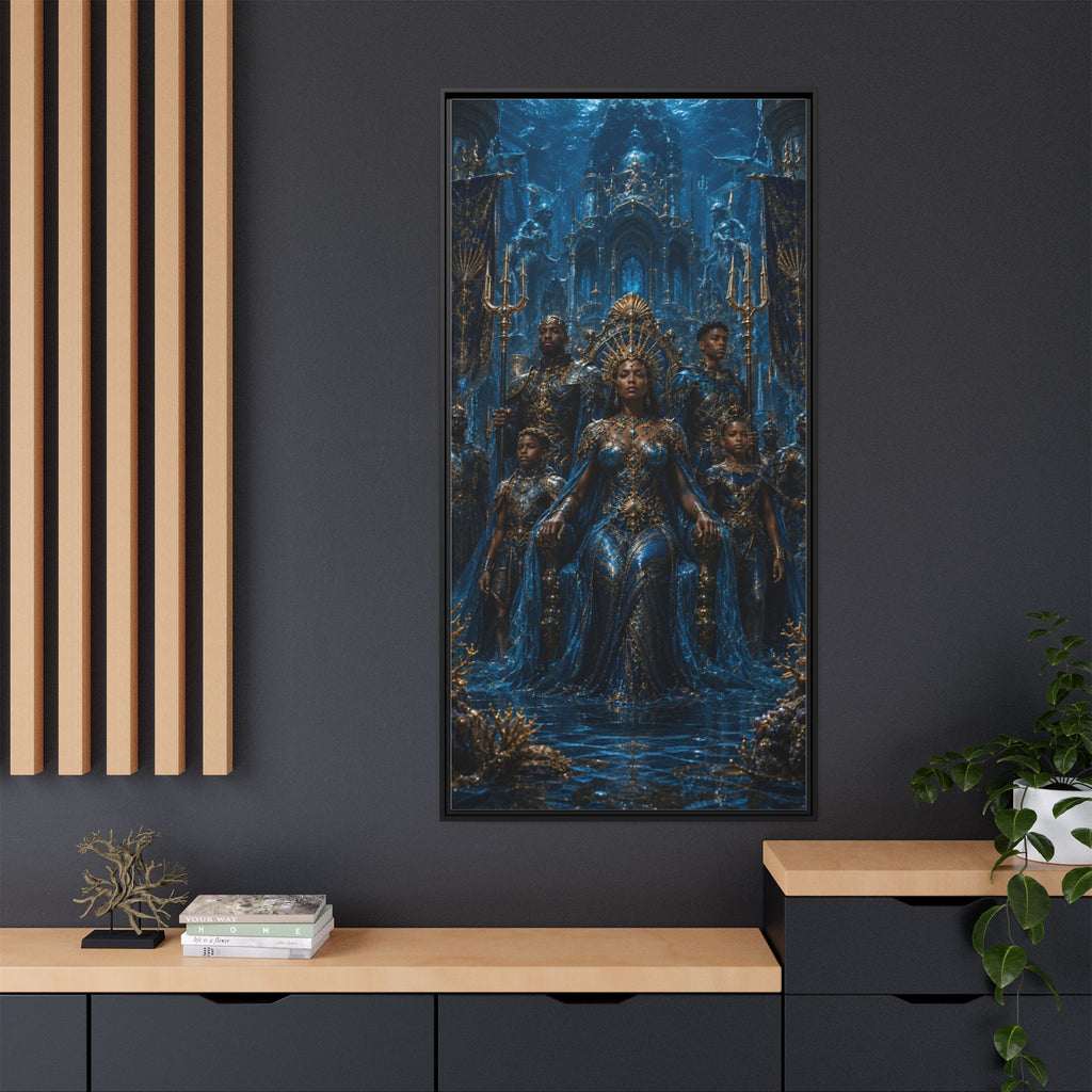 Underwater Queen Matte Framed Canvas — Oceanic Fantasy Wall Art