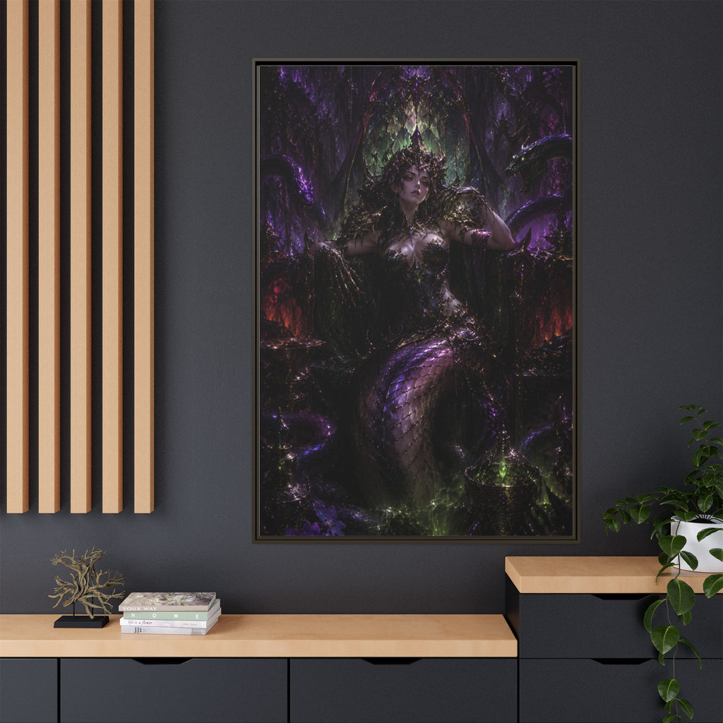 Dark Fantasy Goddess Matte Canvas Print — Framed Multi‑Color Wall Art