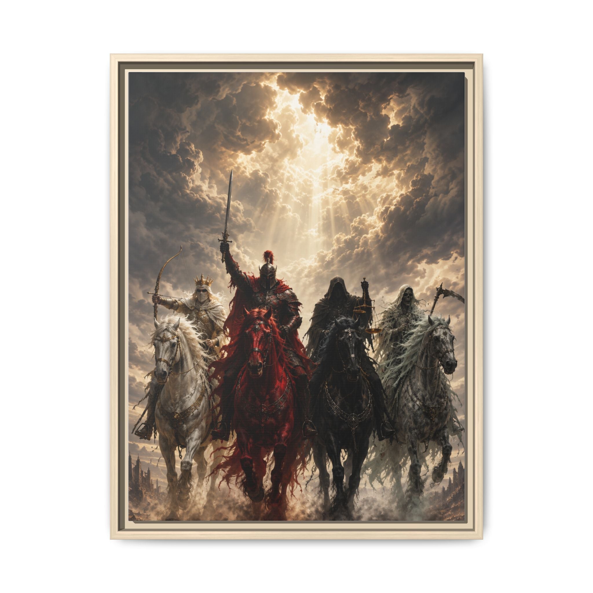 Framed Matte Canvas Print — Four Horsemen Fantasy Wall Art