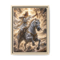 Mythic Warrior on White Steed — Fine Art Paper Print Wall Art