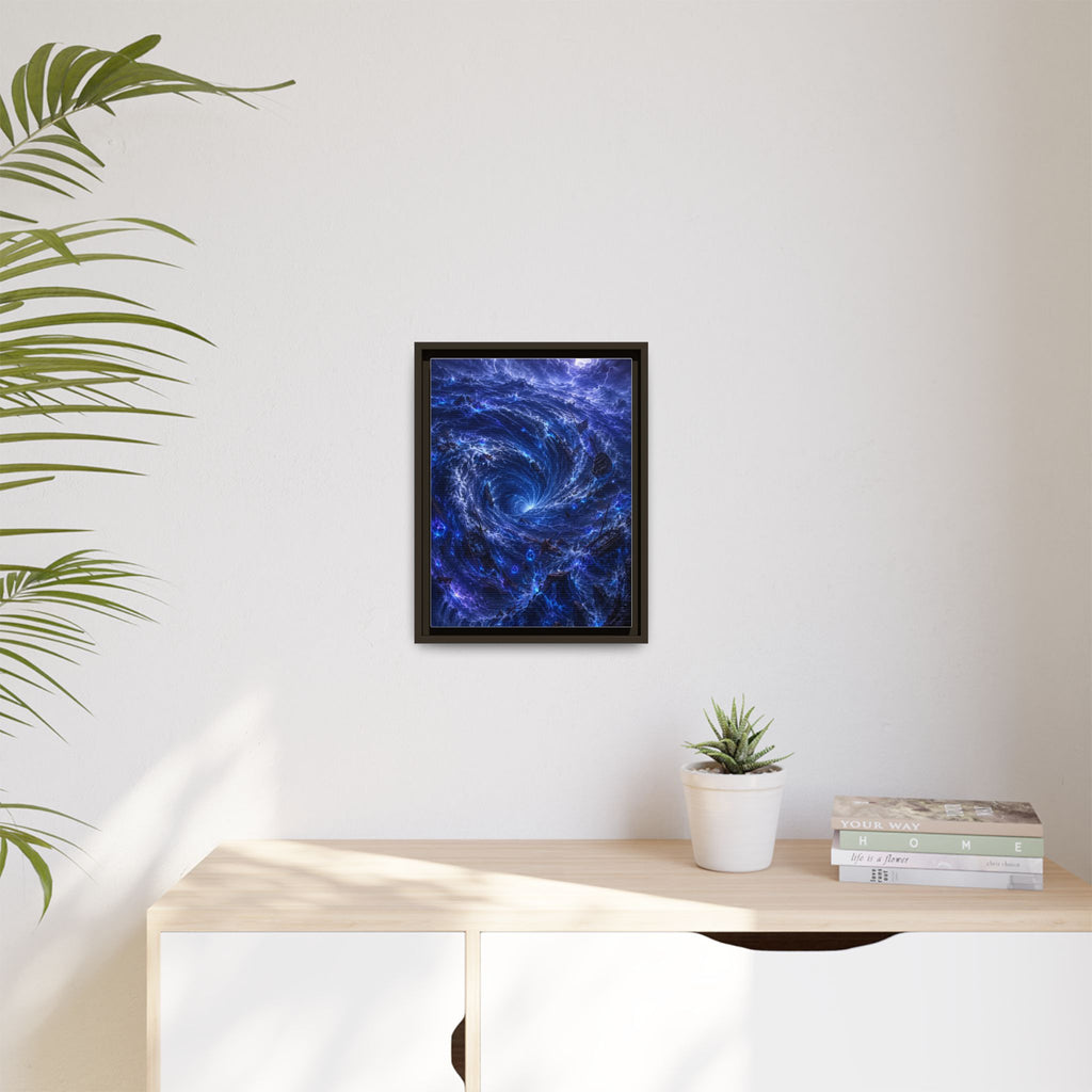 Framed Matte Canvas - Blue Cosmic Vortex Wall Art