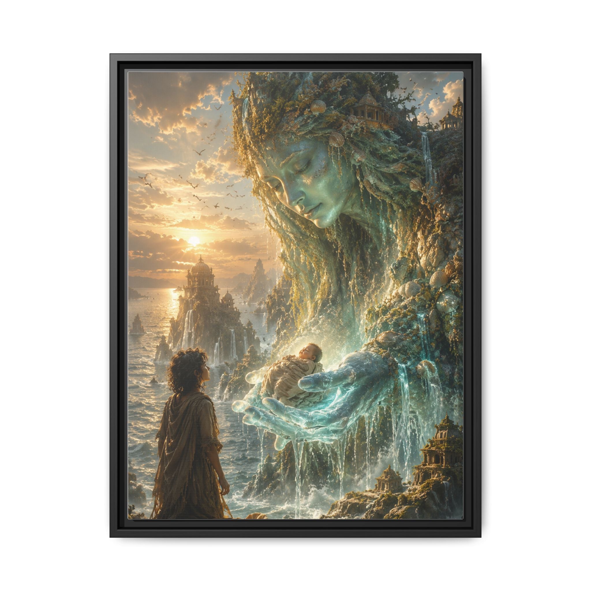 Framed Matte Canvas Print — Ocean Spirit Guardian Fantasy Art