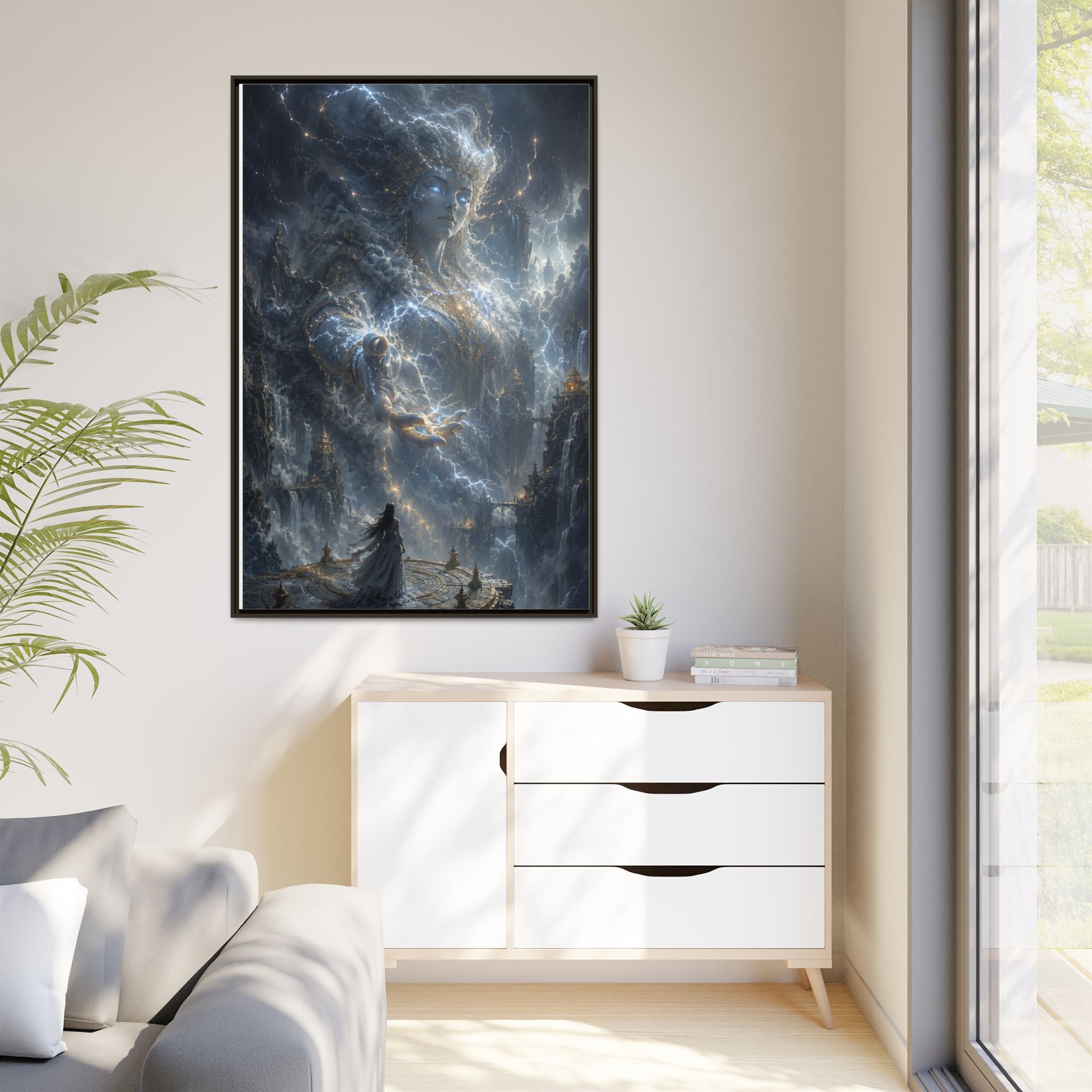 Framed Matte Canvas Print — Ethereal Star Goddess Fantasy Wall Art
