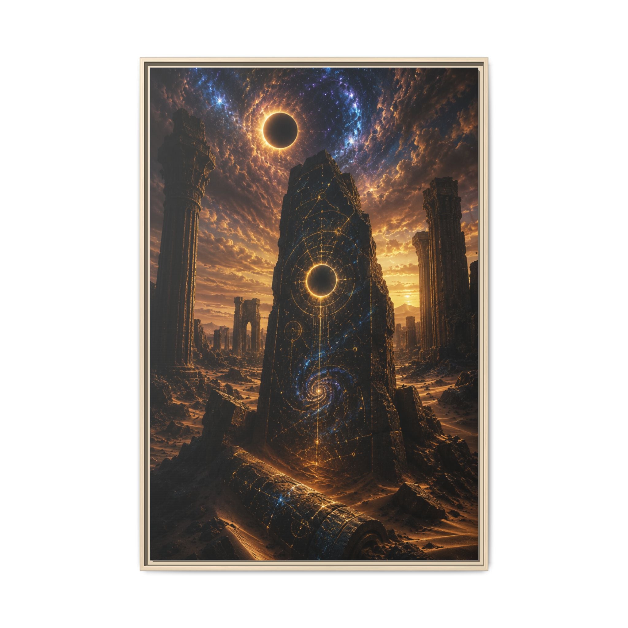 Framed Matte Canvas - Cosmic Obelisk Fantasy Wall Art