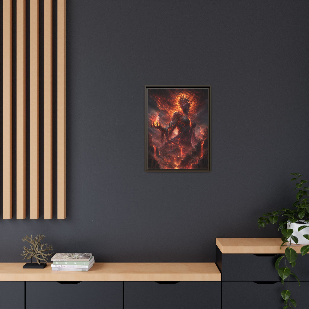 Framed Matte Canvas — Fiery Demon Goddess Wall Art
