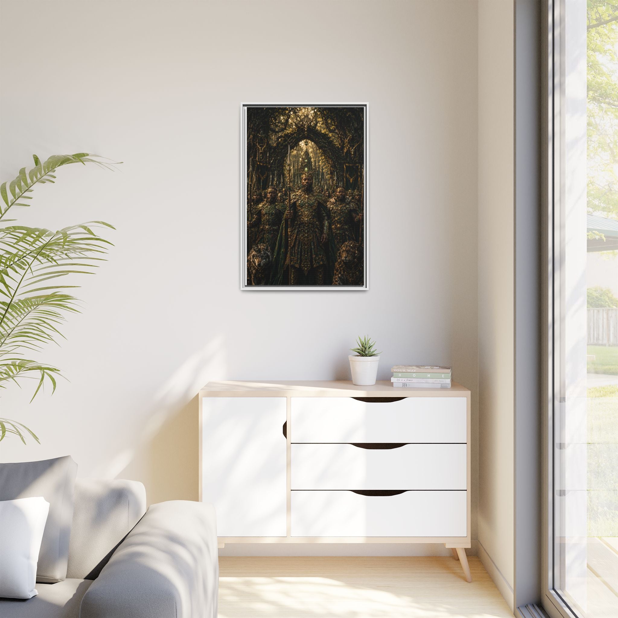 Framed Matte Canvas — Regal Fantasy King in Ornate Armor