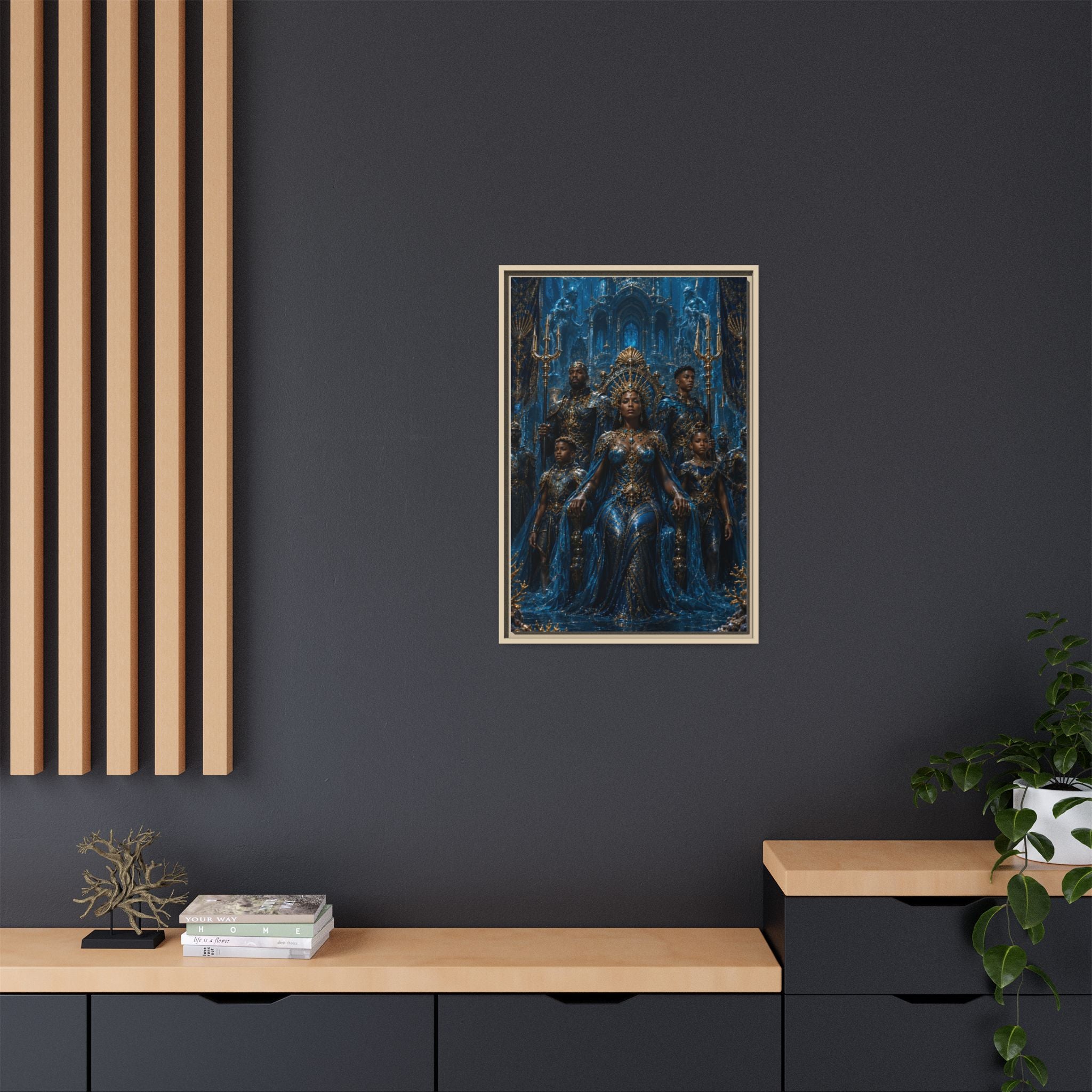 Underwater Queen Matte Framed Canvas — Oceanic Fantasy Wall Art