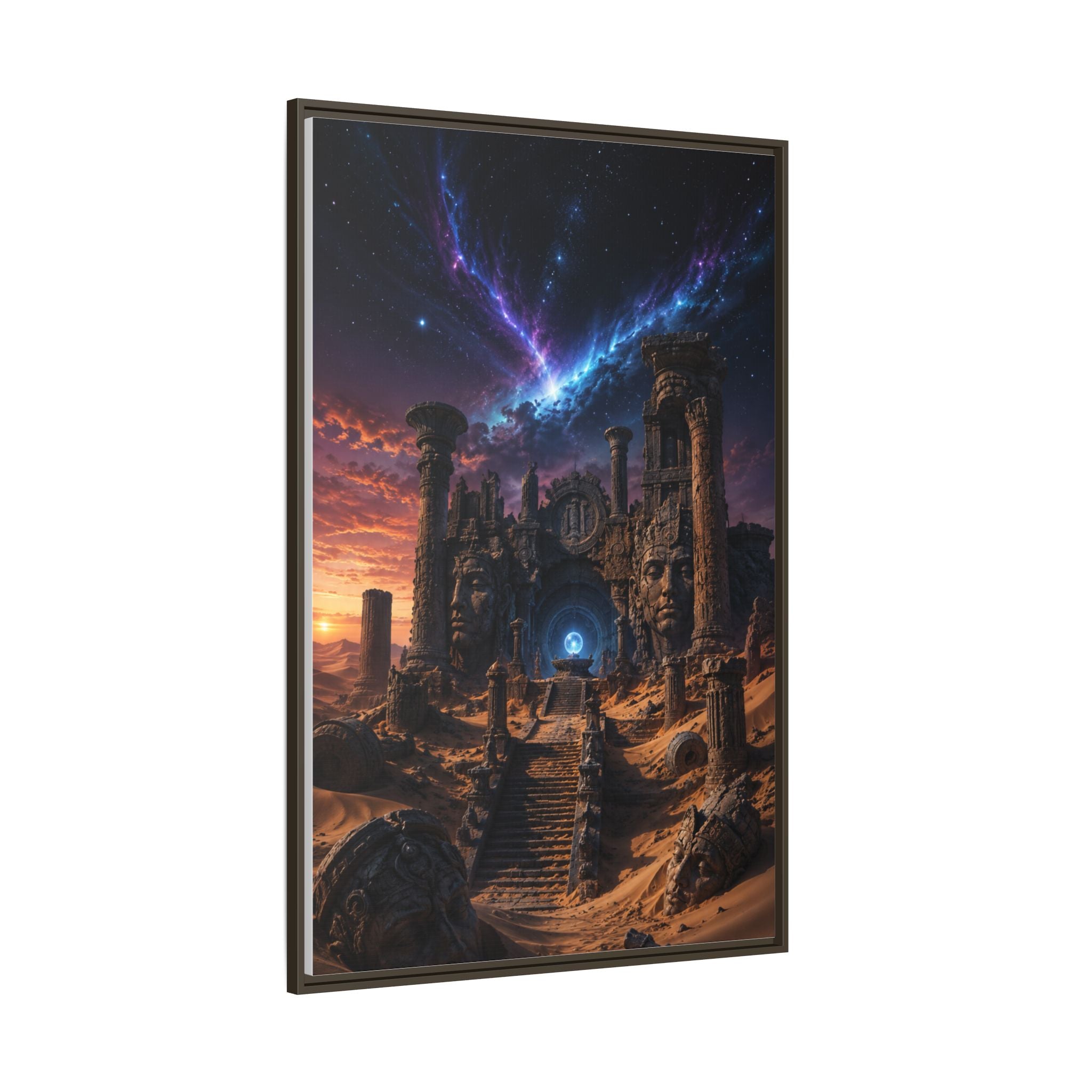 Framed Matte Canvas — Mystical Desert Ruins Nightscape