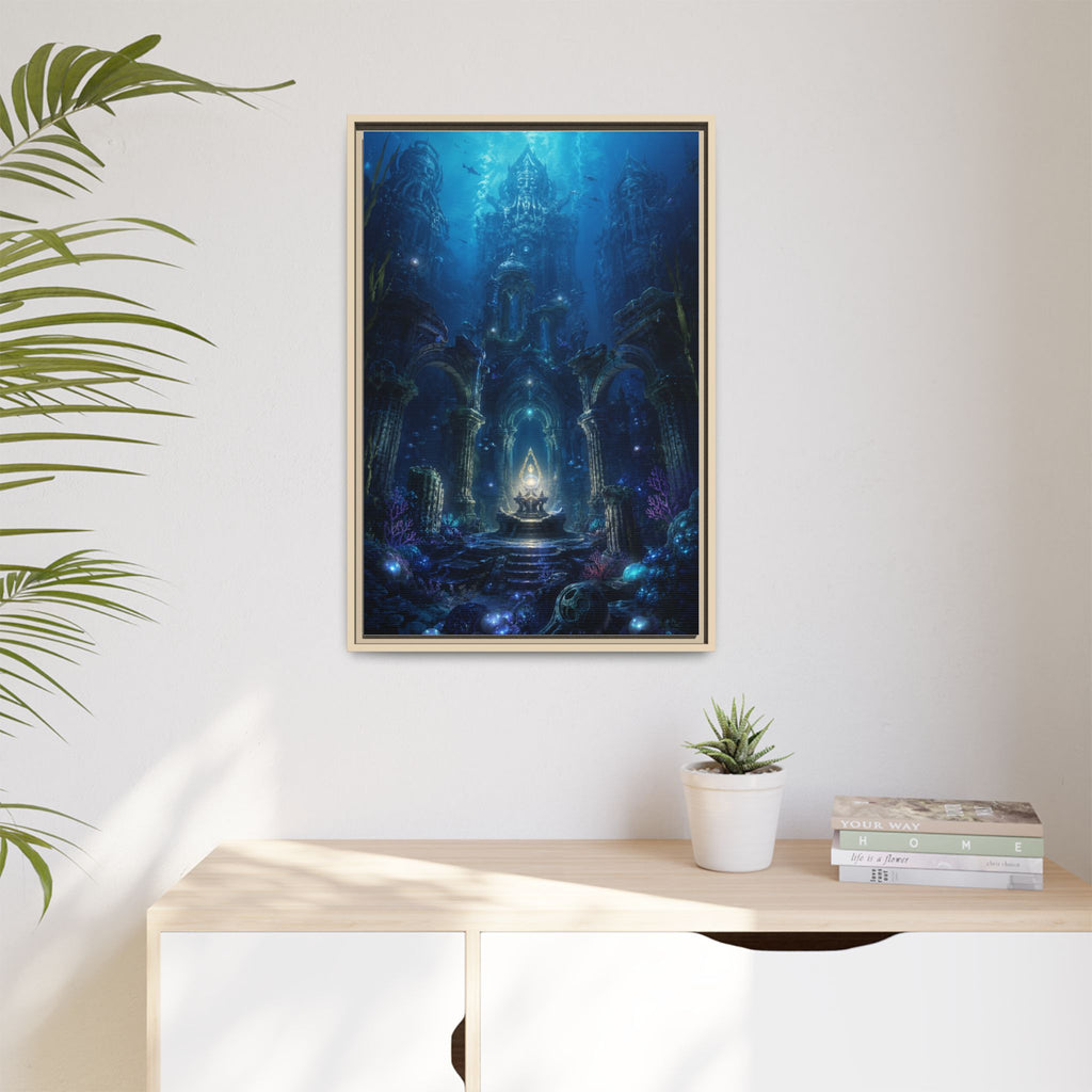 Framed Matte Canvas - Enchanted Underwater Temple Fantasy Art