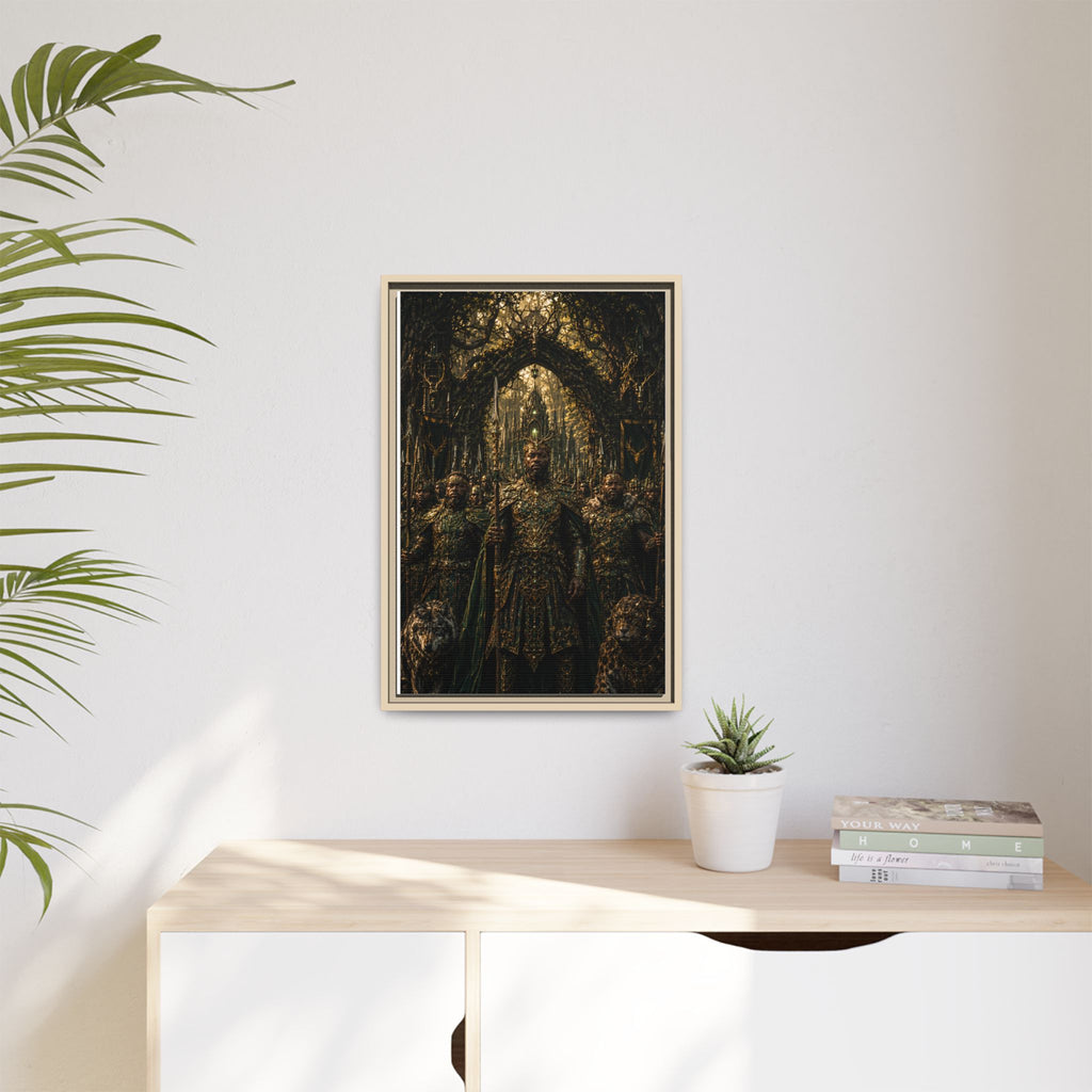 Framed Matte Canvas — Regal Fantasy King in Ornate Armor