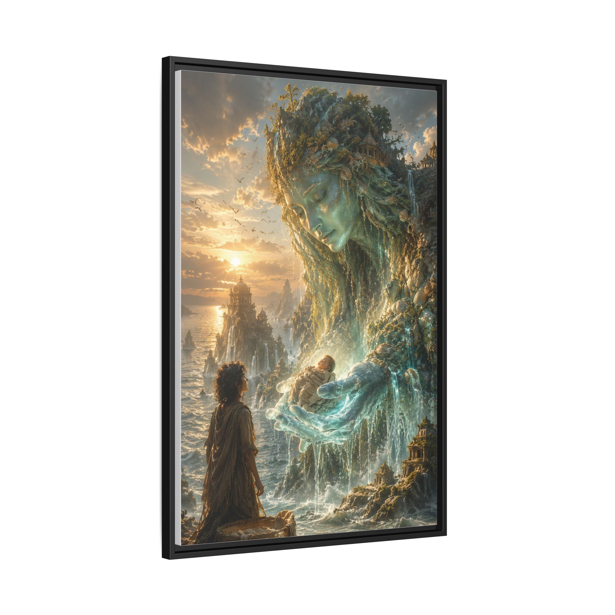 Framed Matte Canvas Print — Ocean Spirit Guardian Fantasy Art