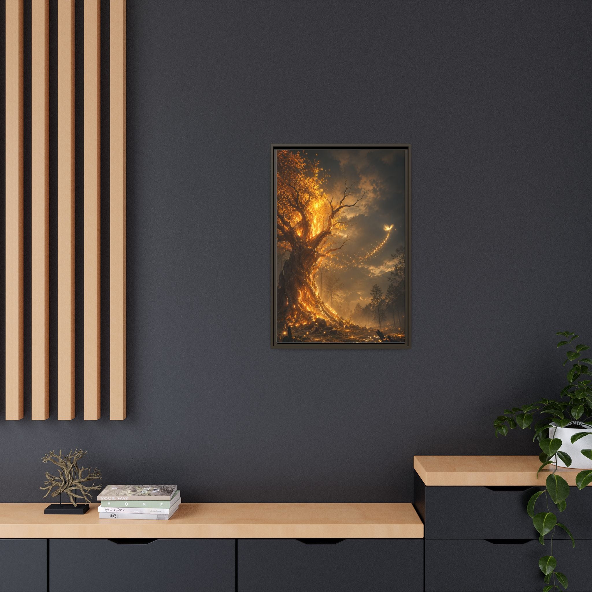 Framed Matte Canvas — Glowing Enchanted Tree Wall Art