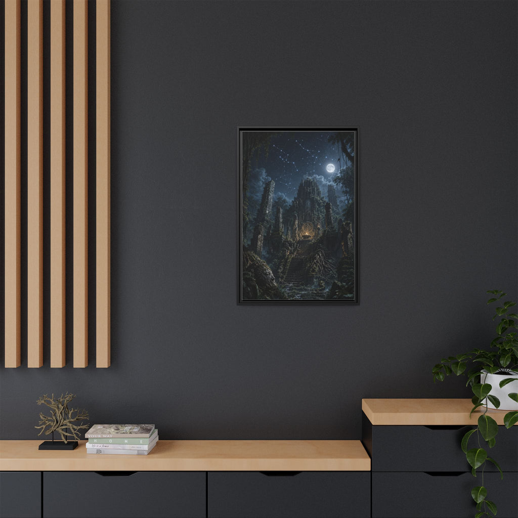 Framed Matte Canvas - Moonlit Ruins Fantasy Wall Art