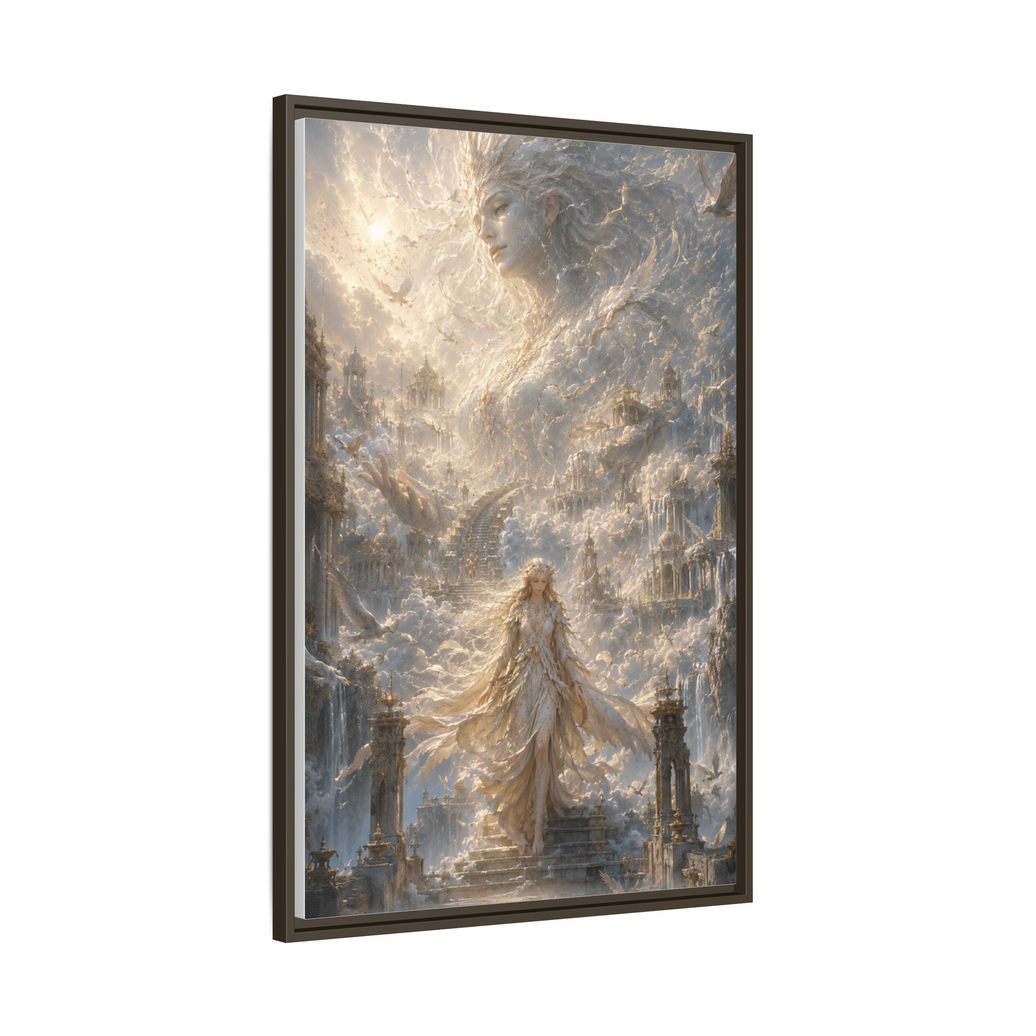 Ethereal Goddess Matte Framed Canvas Art — Dreamlike Fantasy Wall Decor