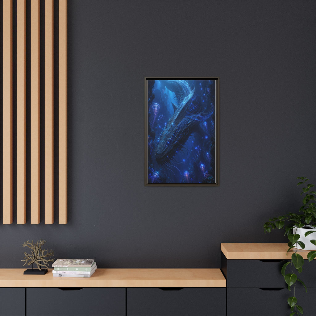 Framed Matte Canvas Art - Deep Sea Leviathan Fantasy Print