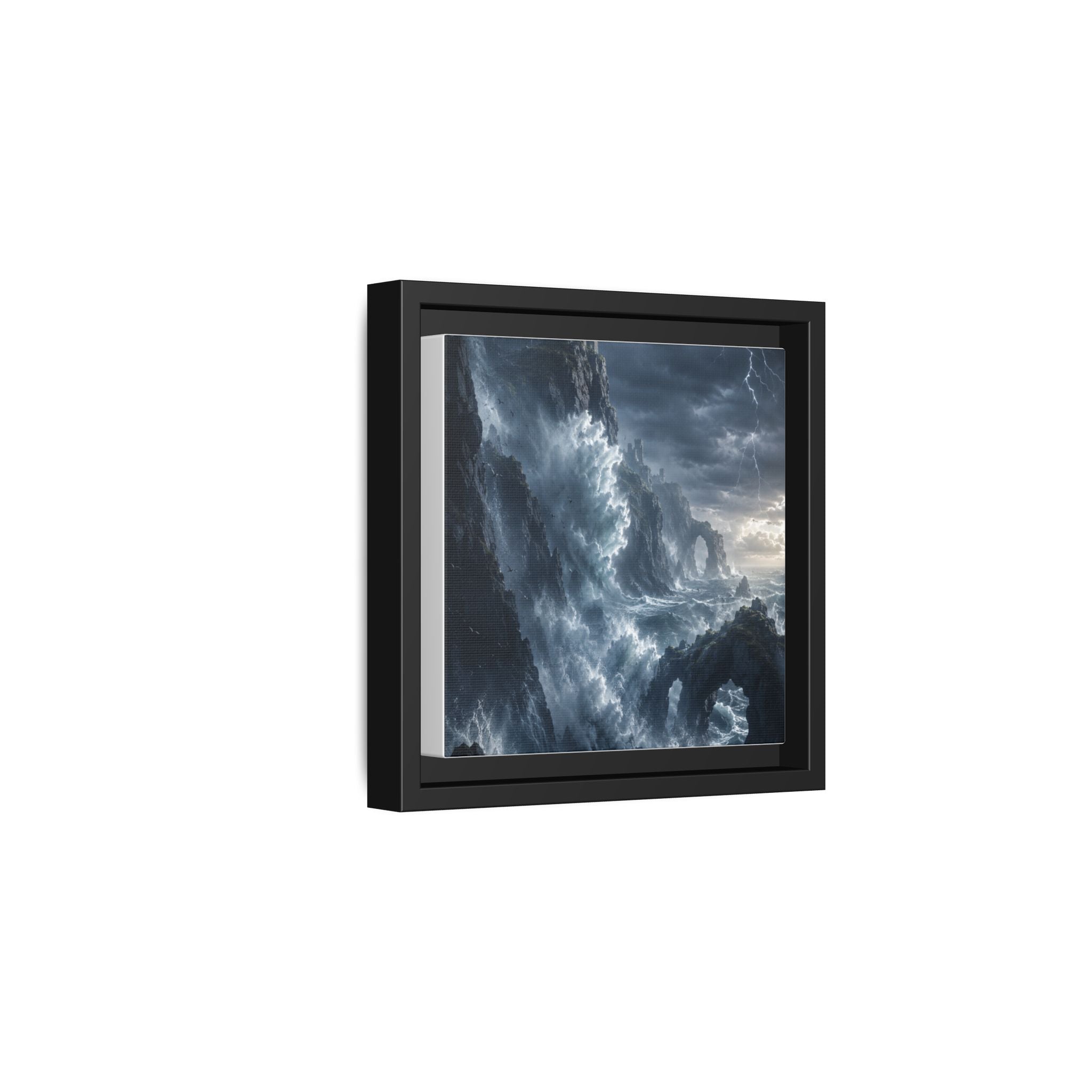 Framed Matte Canvas - Stormy Ocean Fantasy Wall Art