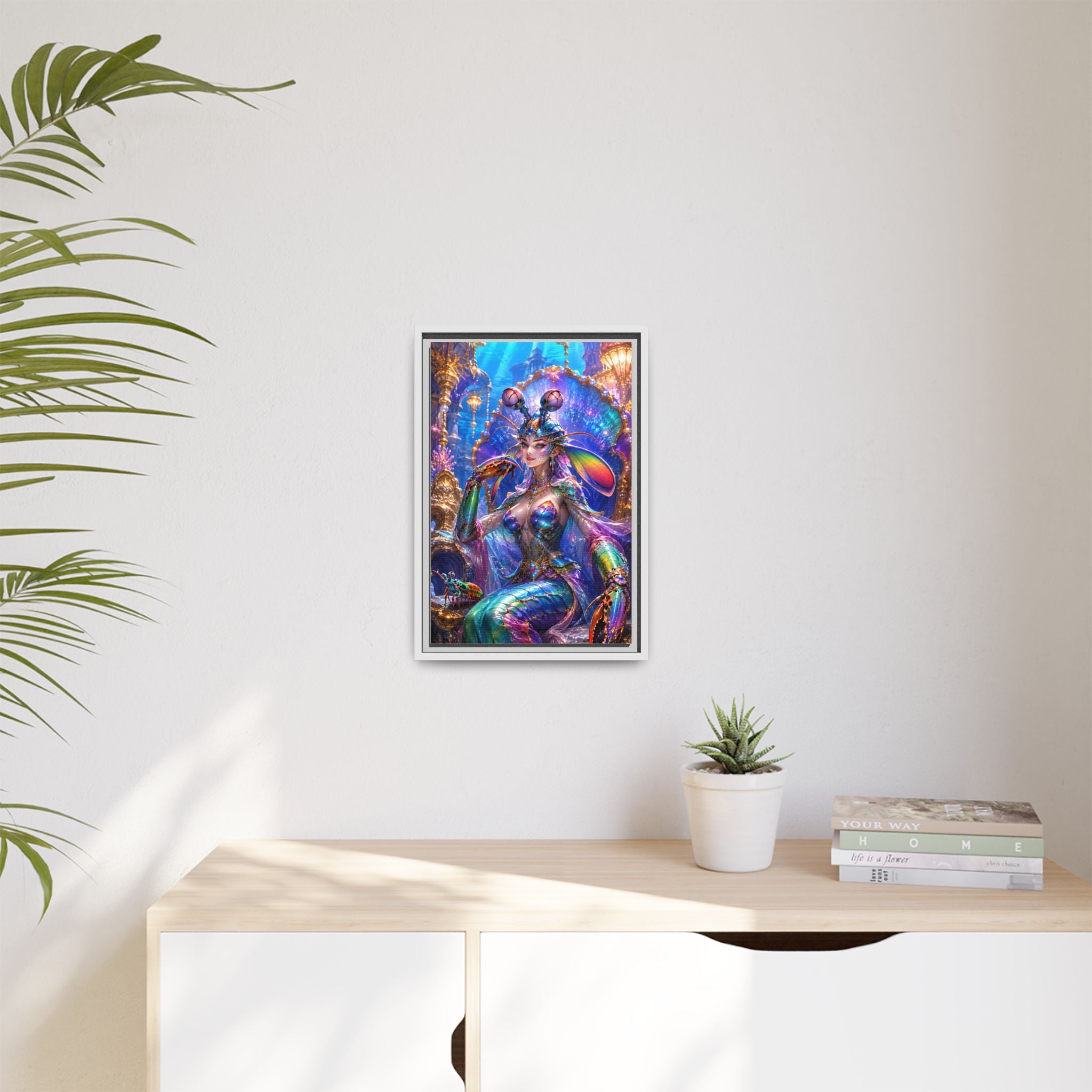 Mermaid Queen Framed Matte Canvas Art — Vibrant Fantasy Underwater Wall Decor