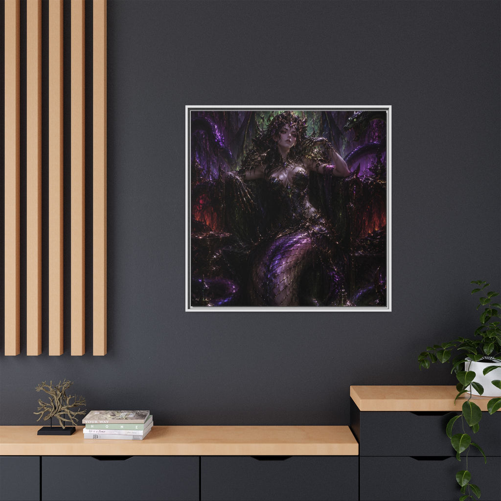 Dark Fantasy Goddess Matte Canvas Print — Framed Multi‑Color Wall Art