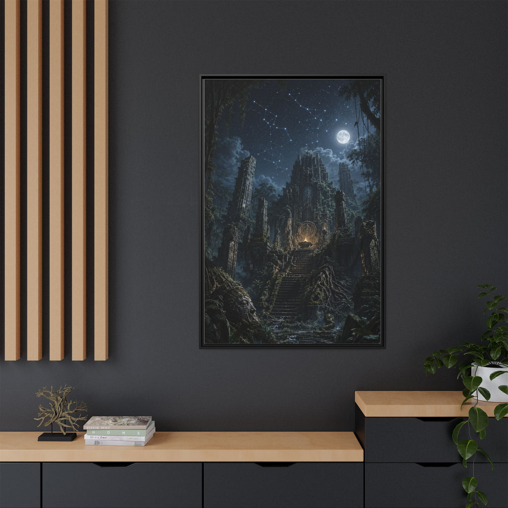 Framed Matte Canvas - Moonlit Ruins Fantasy Wall Art