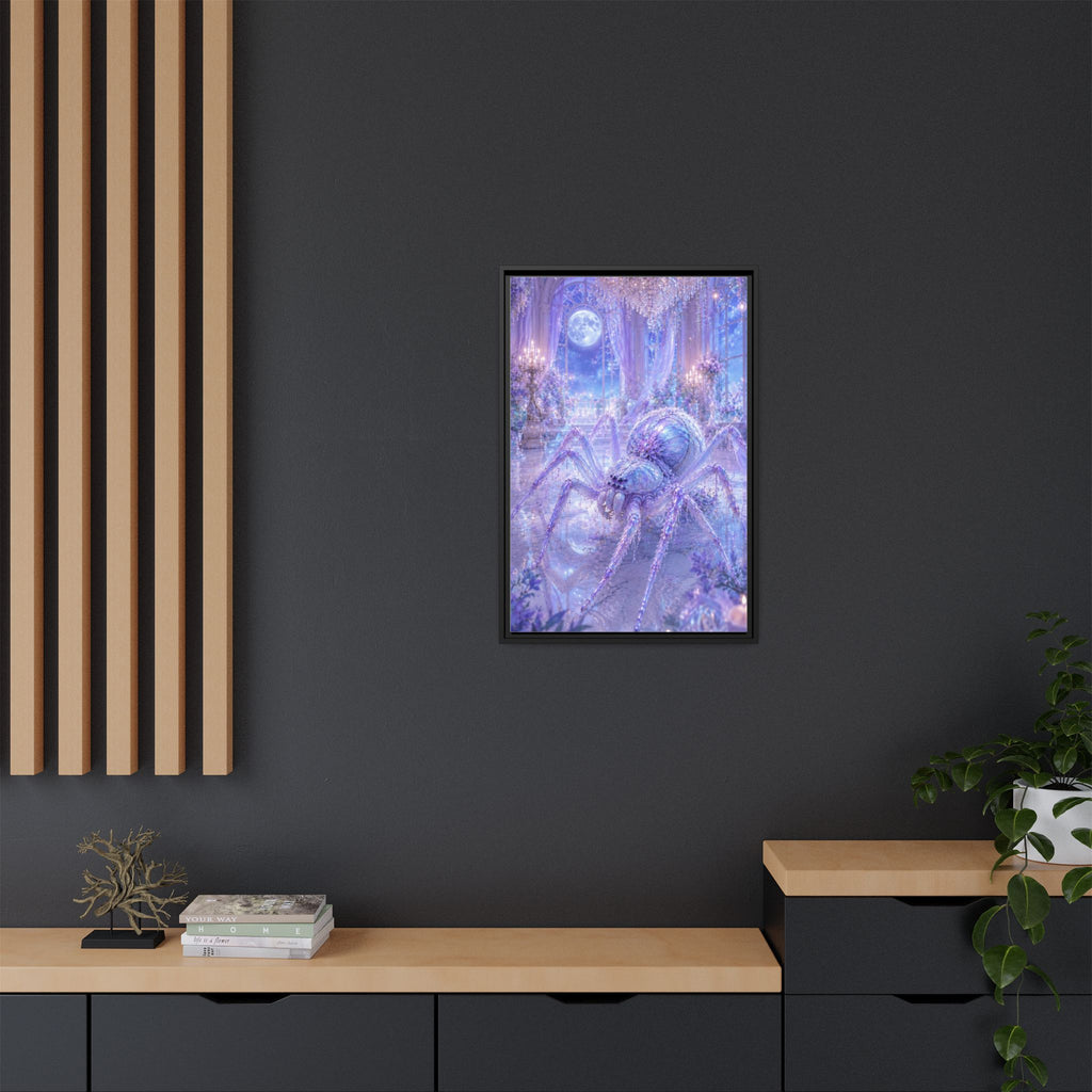 Moonlit Spider Fantasy Canvas Print — Lavender Enchanted Wall Art (Framed)