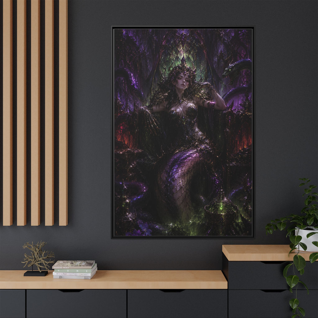 Dark Fantasy Goddess Matte Canvas Print — Framed Multi‑Color Wall Art