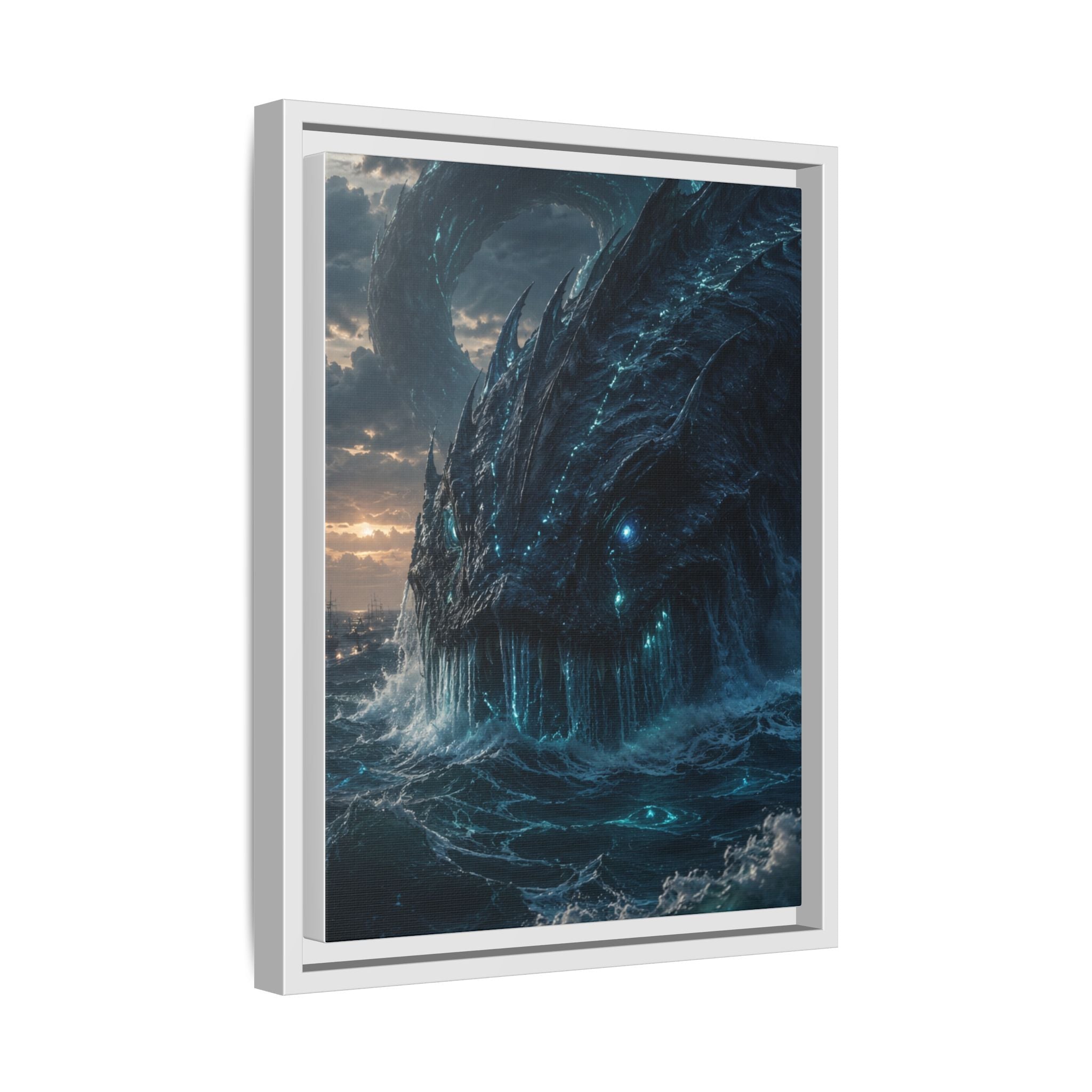 Framed Matte Canvas - Mythic Sea Leviathan Wall Art