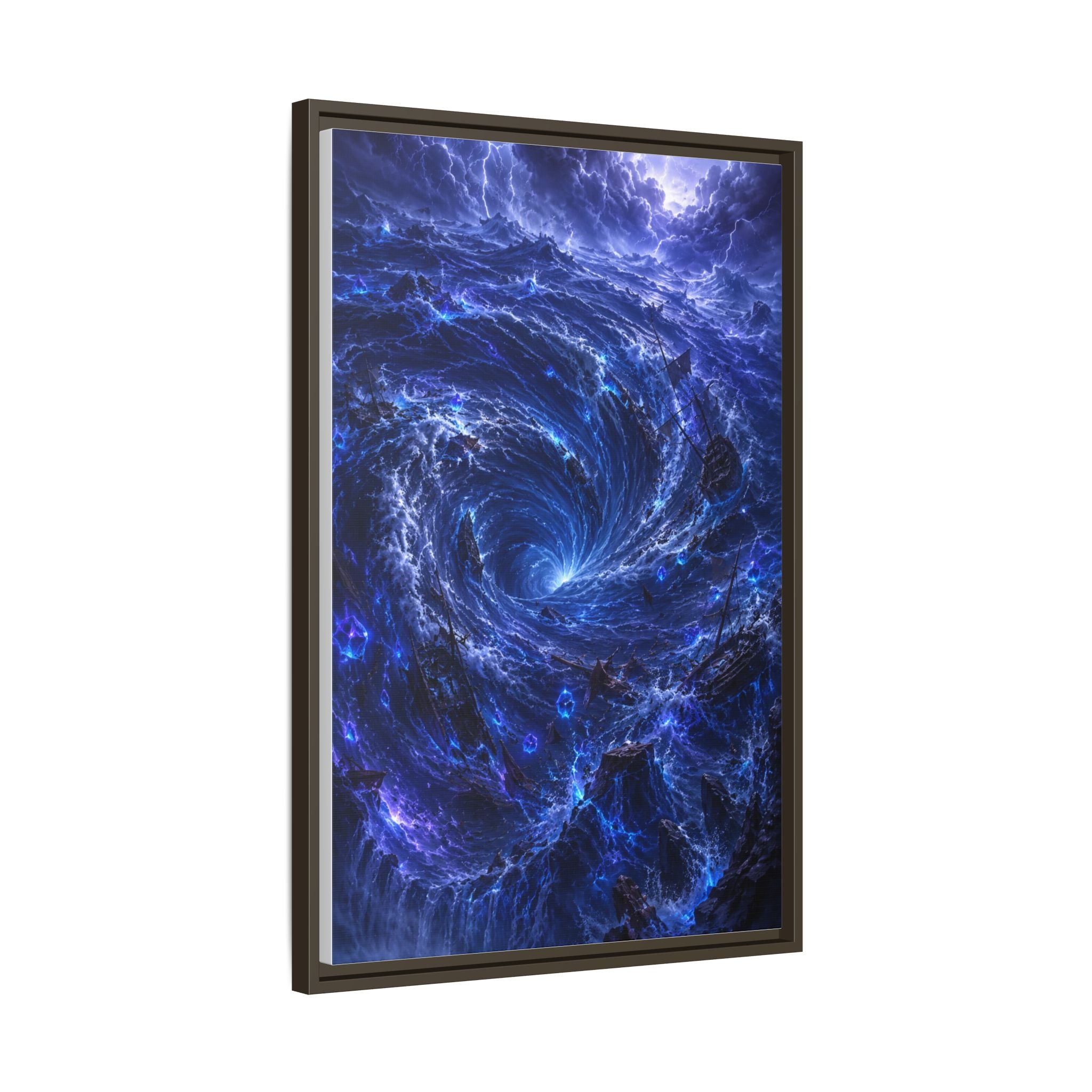 Framed Matte Canvas - Blue Cosmic Vortex Wall Art