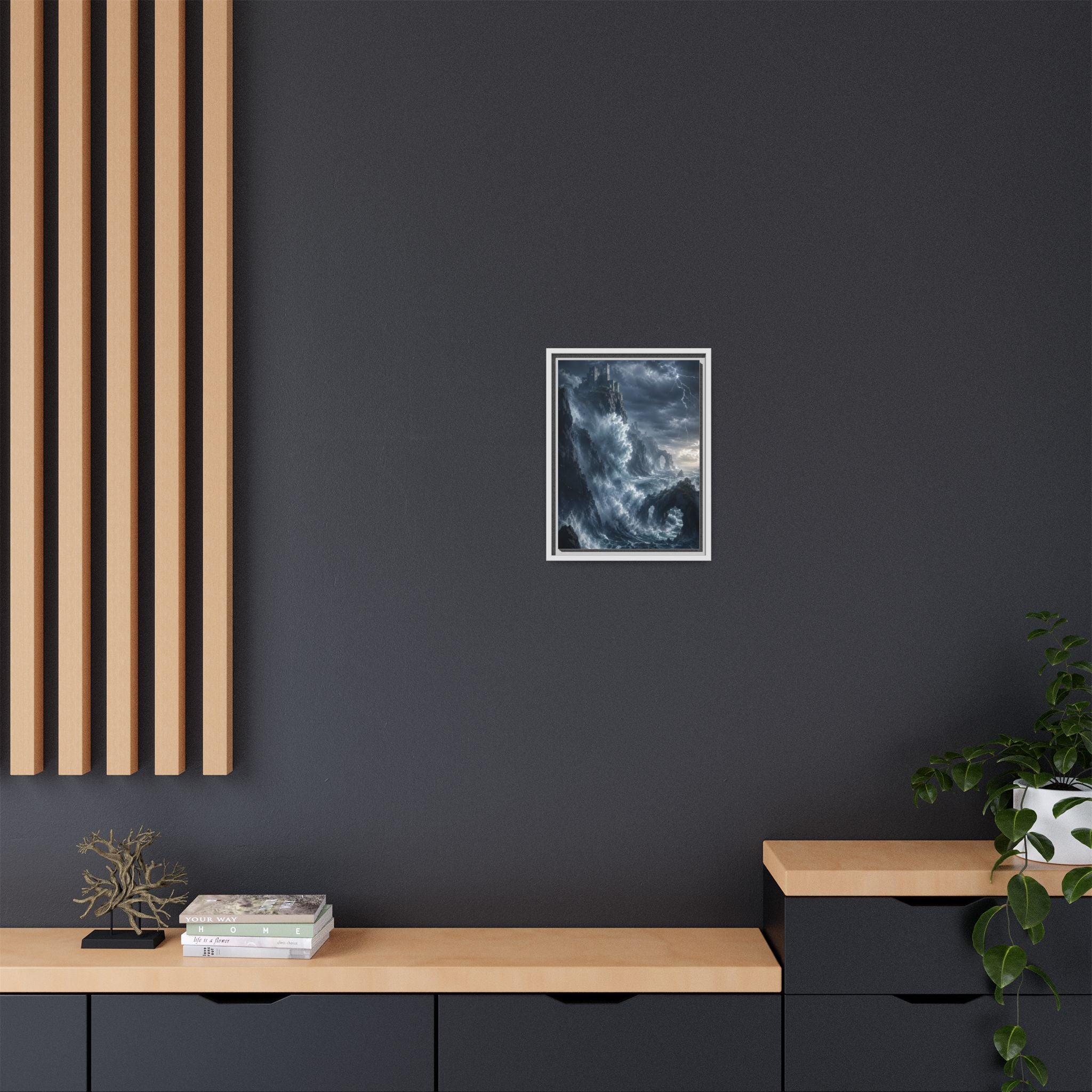 Framed Matte Canvas - Stormy Ocean Fantasy Wall Art